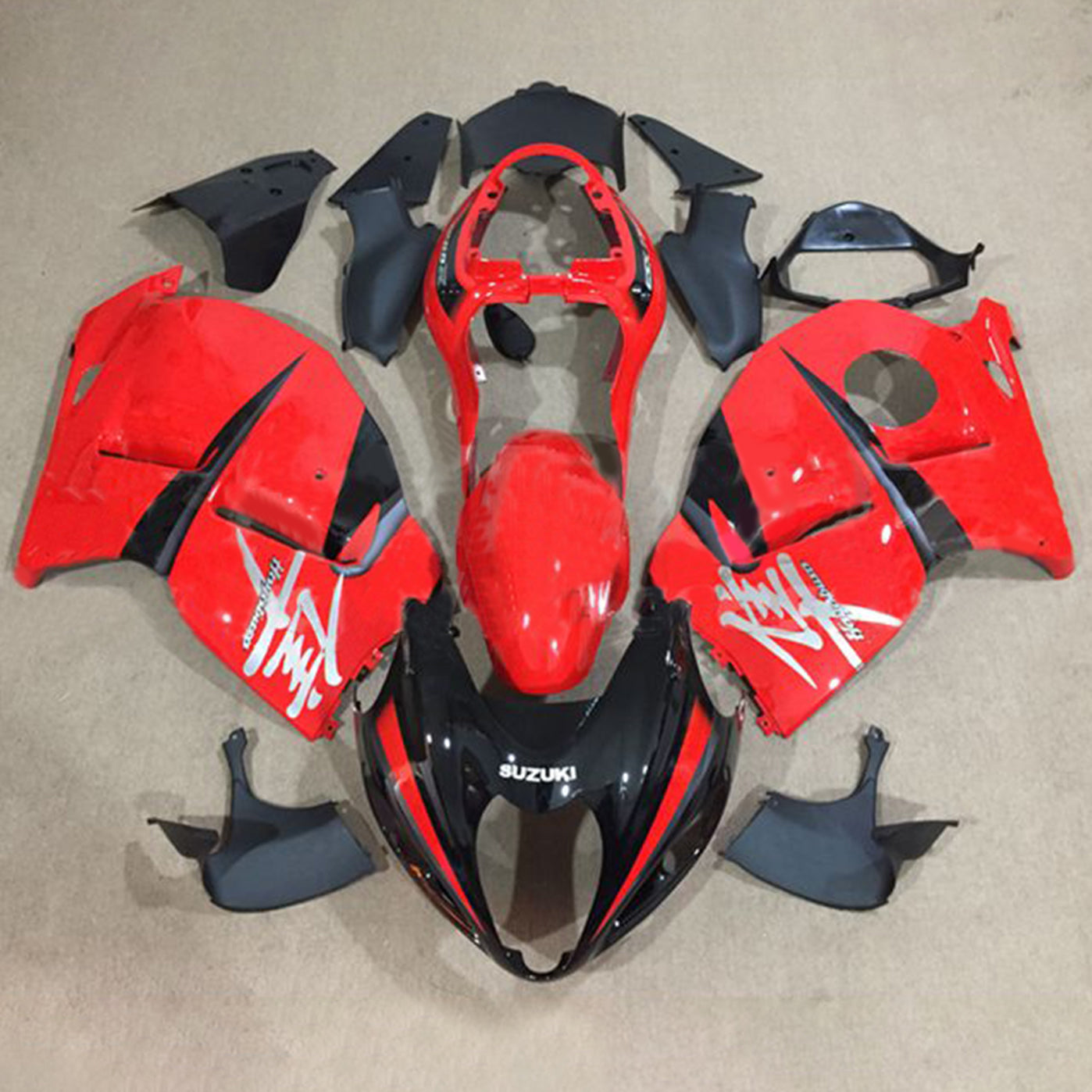 Amotopart 1999–2007 Suzuki Hayabusa GSX1300R, Rot&Schwarzes Style2-Verkleidungskit