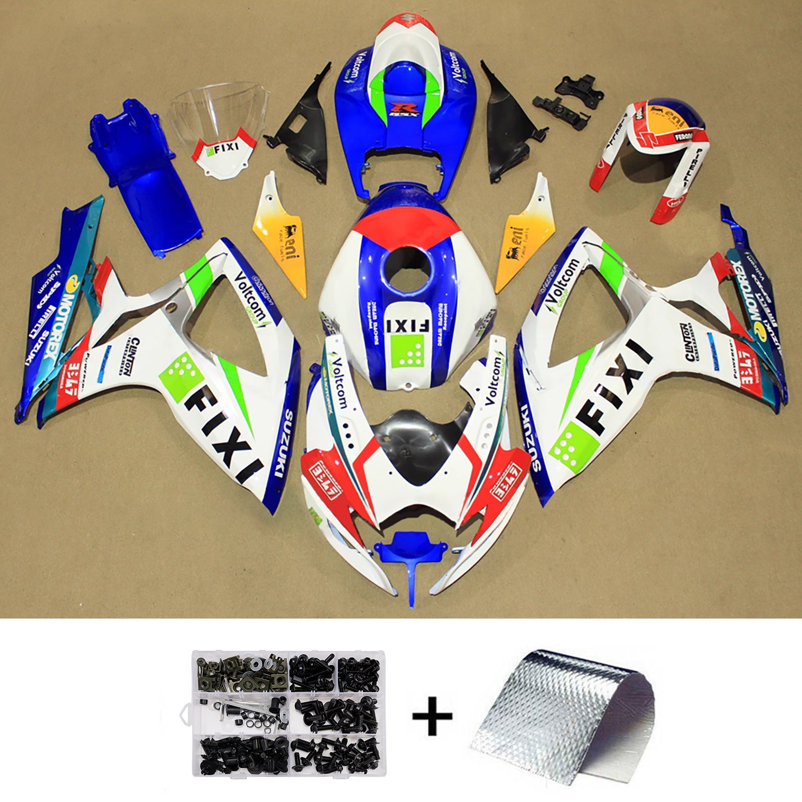 Amotopart 2006-2007 Suzuki GSXR 600/750 White Blue Red Fairing Kit