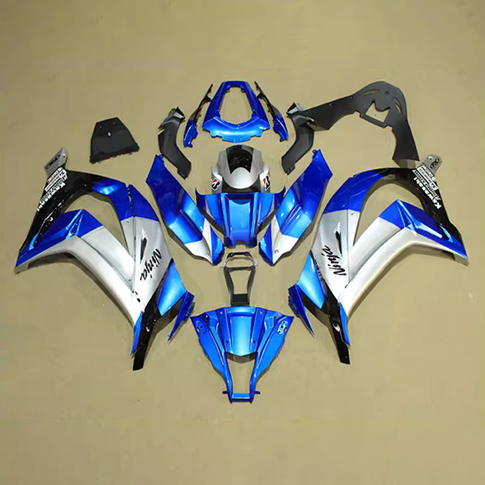 Amotopart 2011-2015 Kawasaki ZX10R Blue Silver Black Fairing Kit