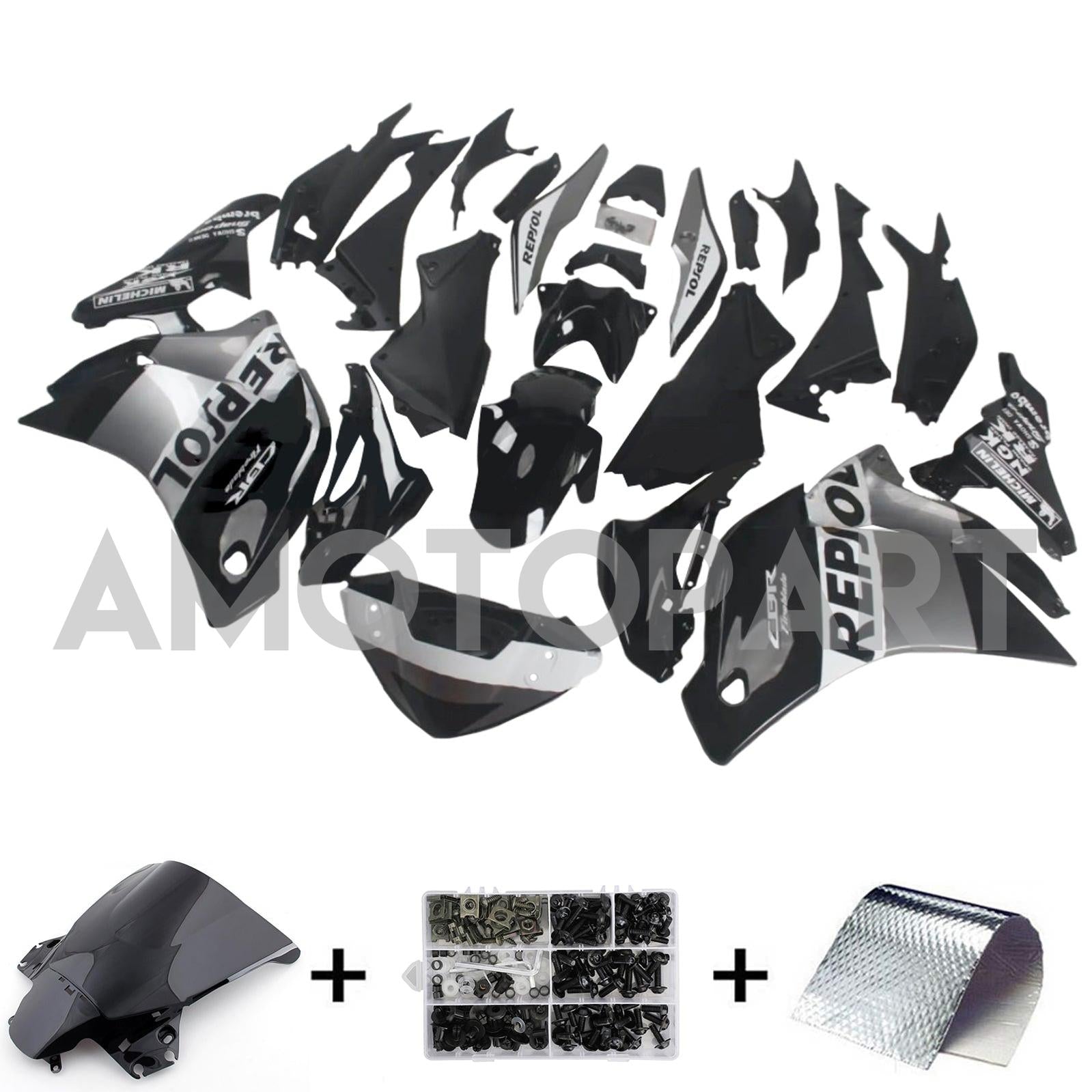 Amotopart 2011-2015 CBR250R Honda Black&Grey Fairing Kit