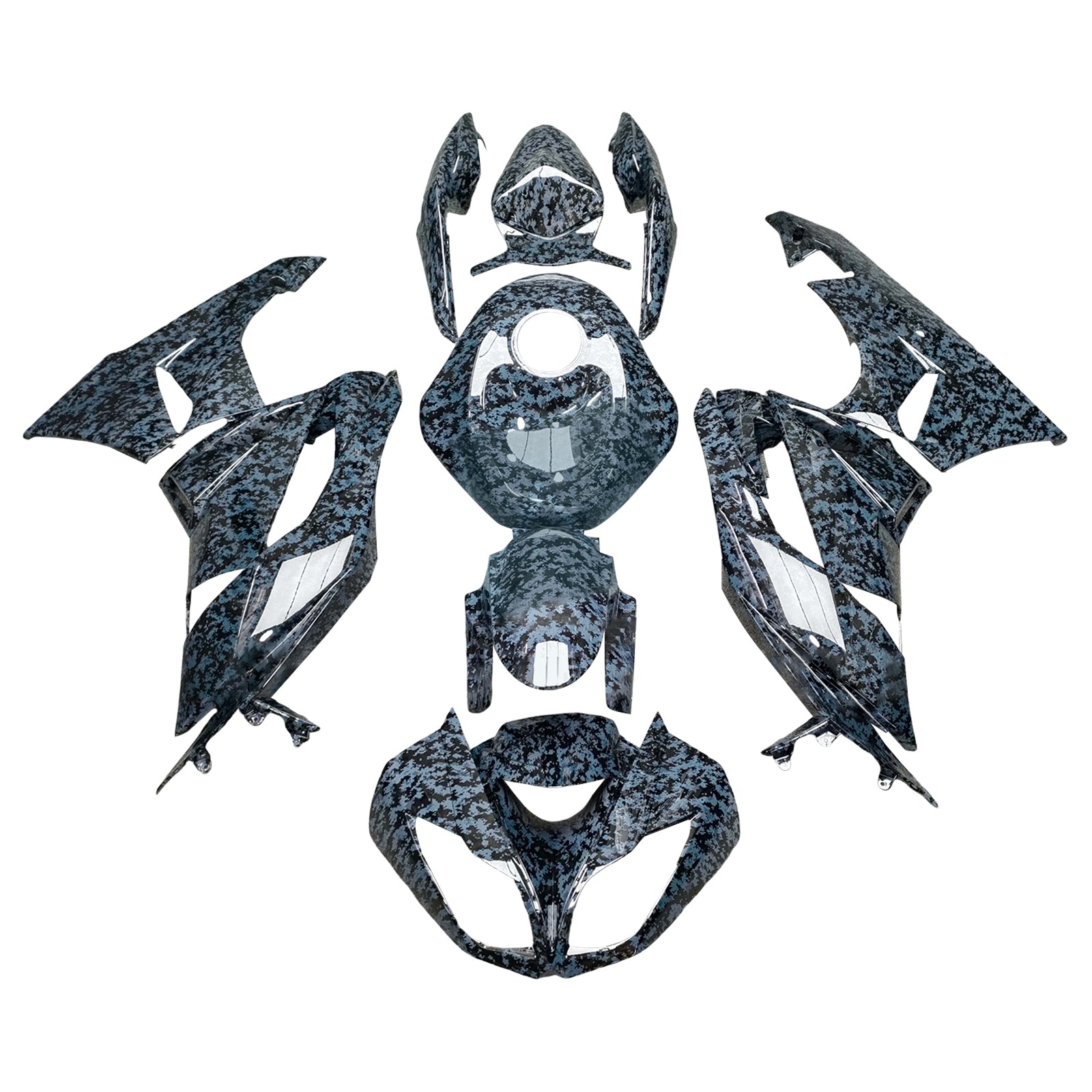 Amotopart 2009-2012 Kawasaki ZX6R 636 Grey Forged Carbon Fairing Kit