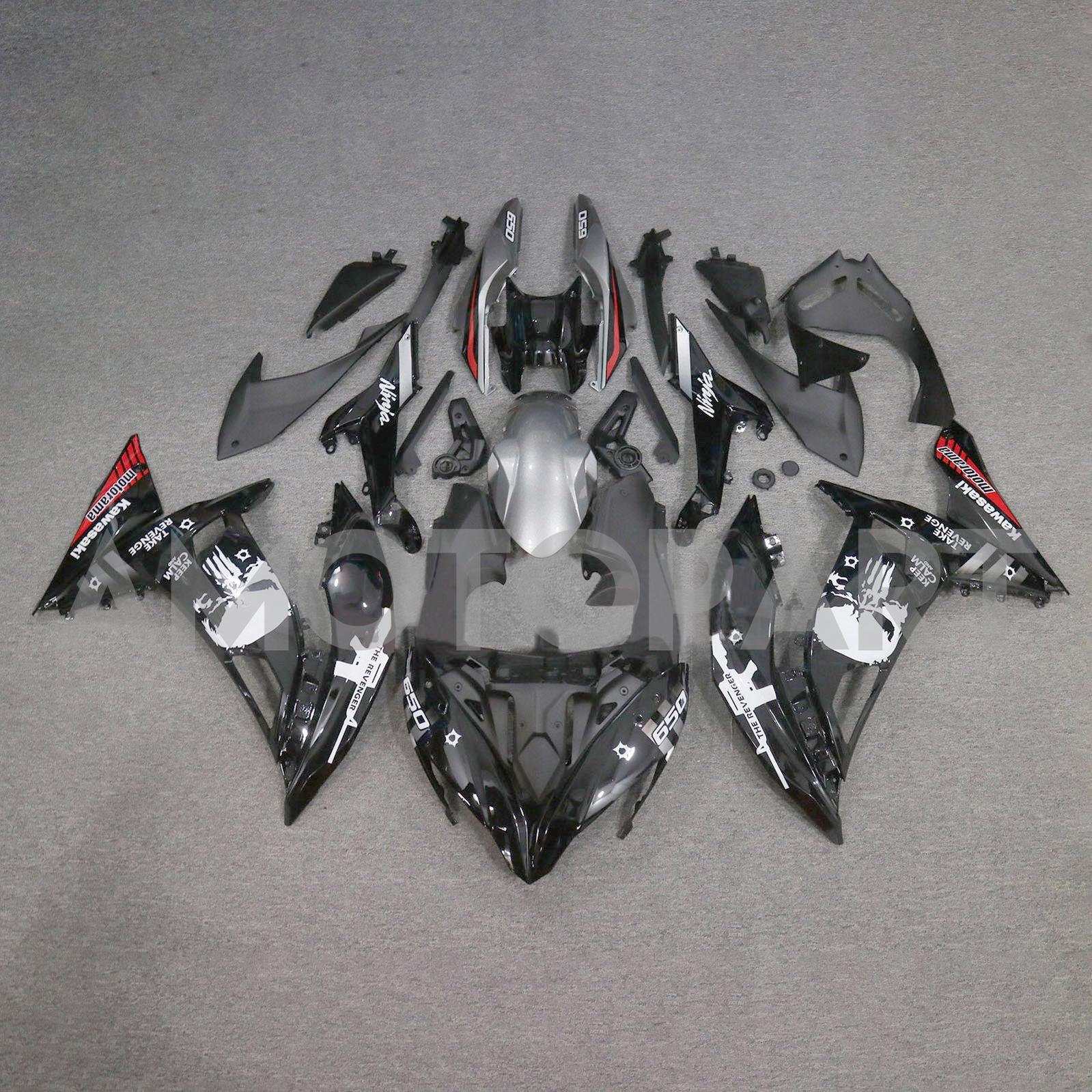 Amotopart 2017-2019 KAWASAKI ER6F/NINJA650R Sort med Skull Fairing Kit