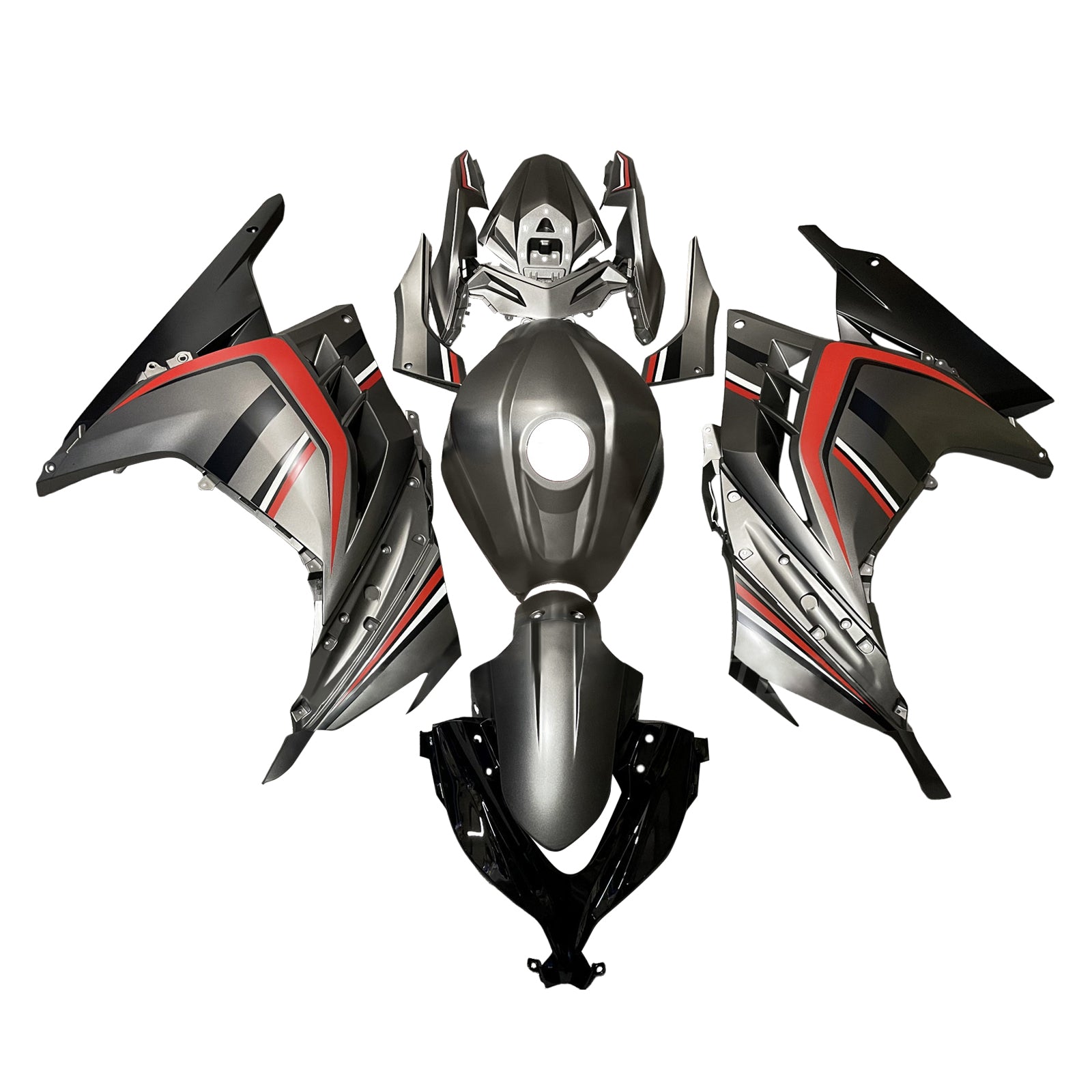 Amotopart 2013-2024 Kawasaki EX300 Ninja300 Black Red Fairing Kit