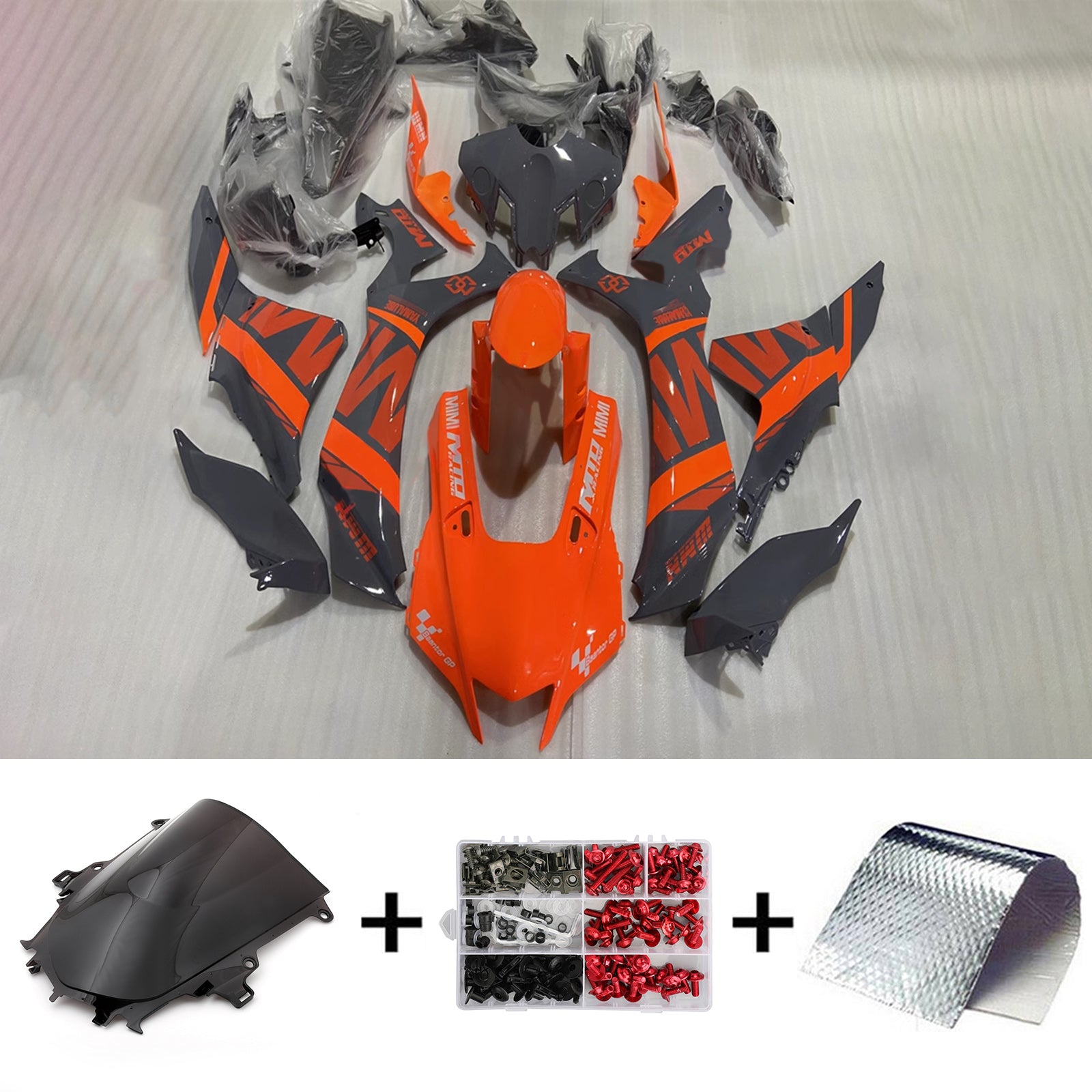 Amotopart 2020-2025 Yamaha YZF R1 Orange&Grey Fairing Kit