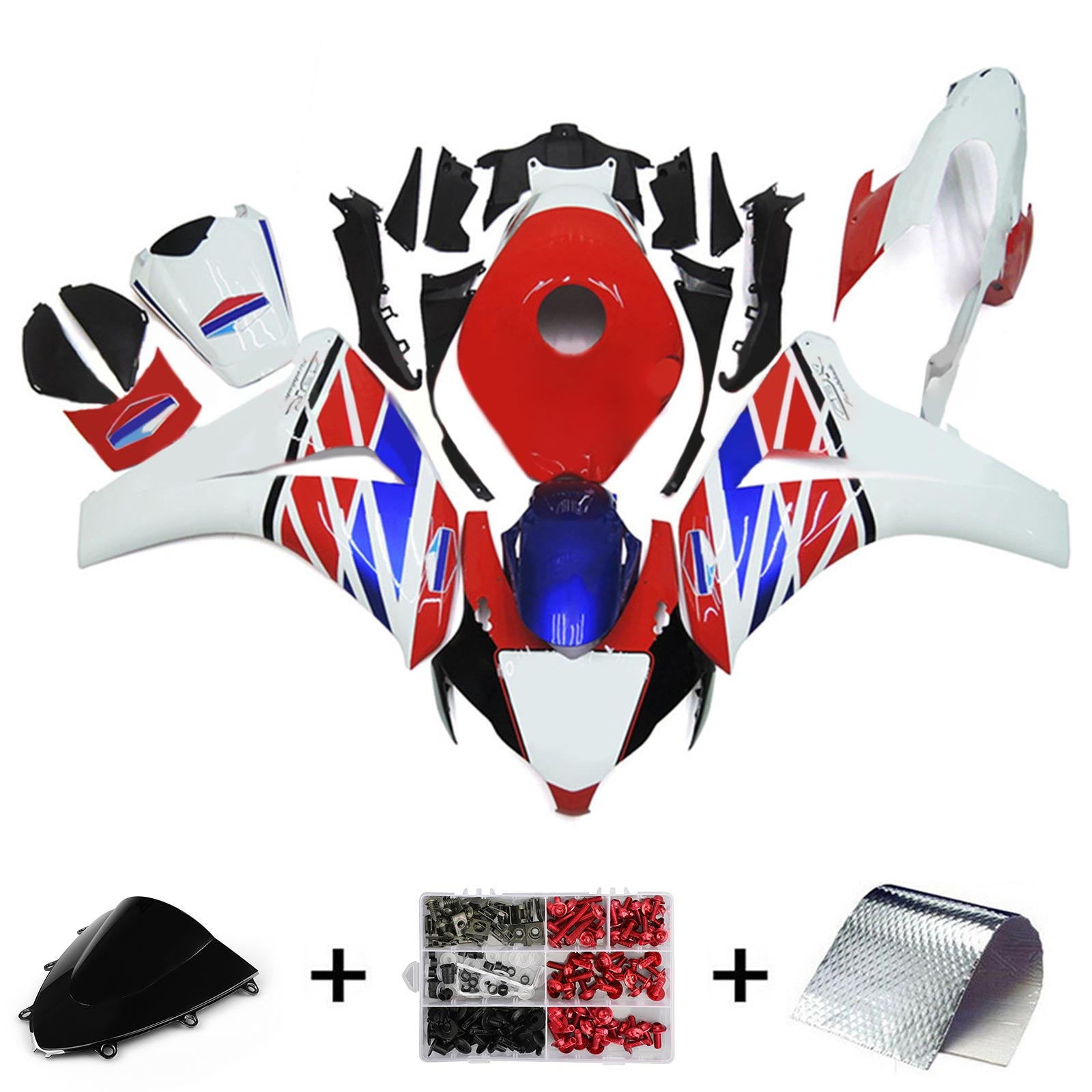 Amotopart 2008-2011 Honda CBR1000RR Blue & Red Style3 Fairing Zestaw