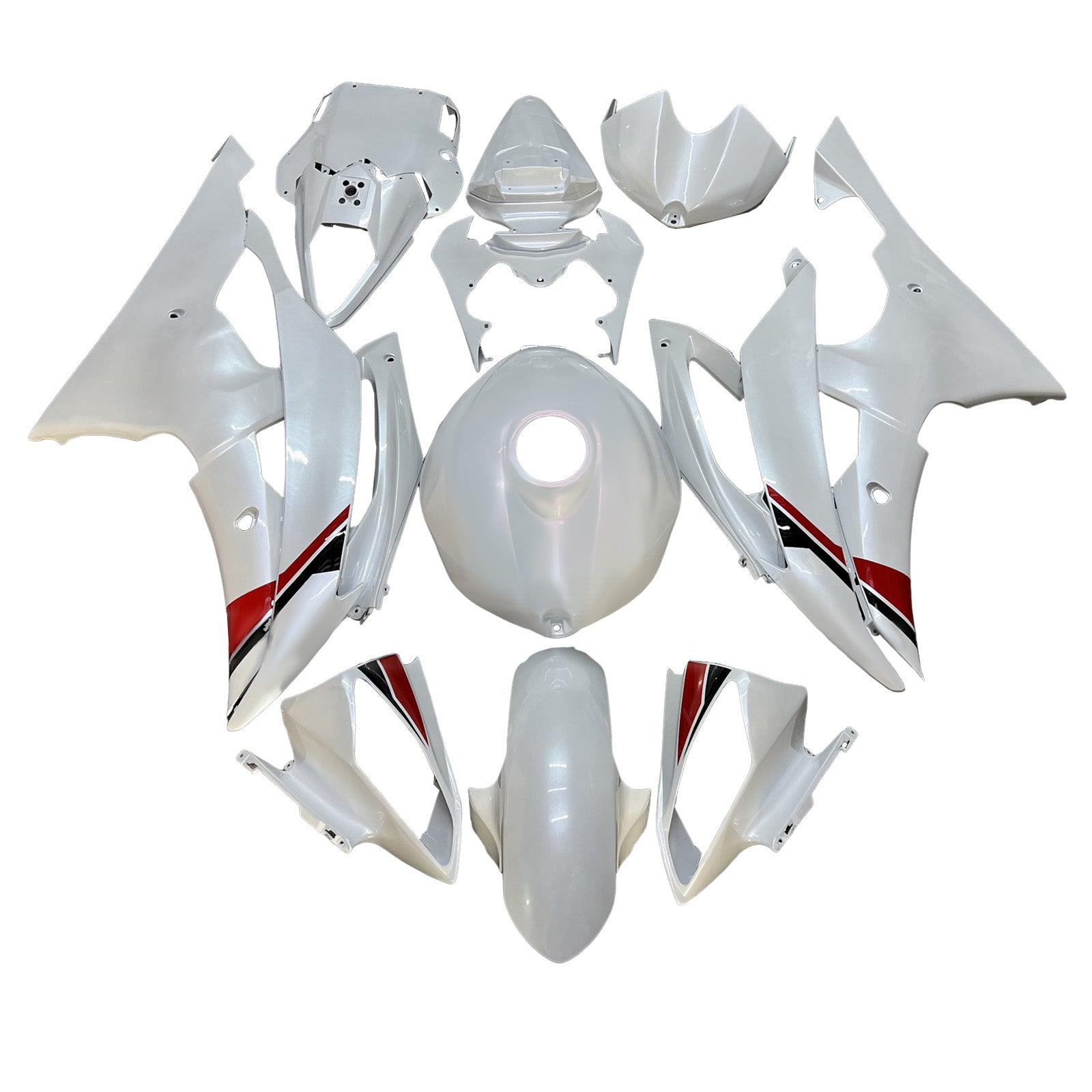 Amotopart 2008-2016 Yamaha YZF-R6 White Fairing Kit