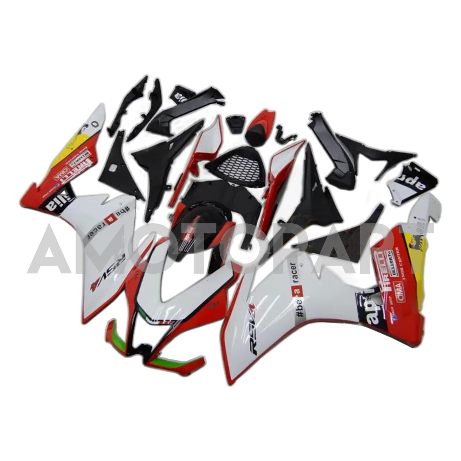 Amotopart 2009-2015 RSV4 1000 Aprilia White&Red Style4 Fairing Kit