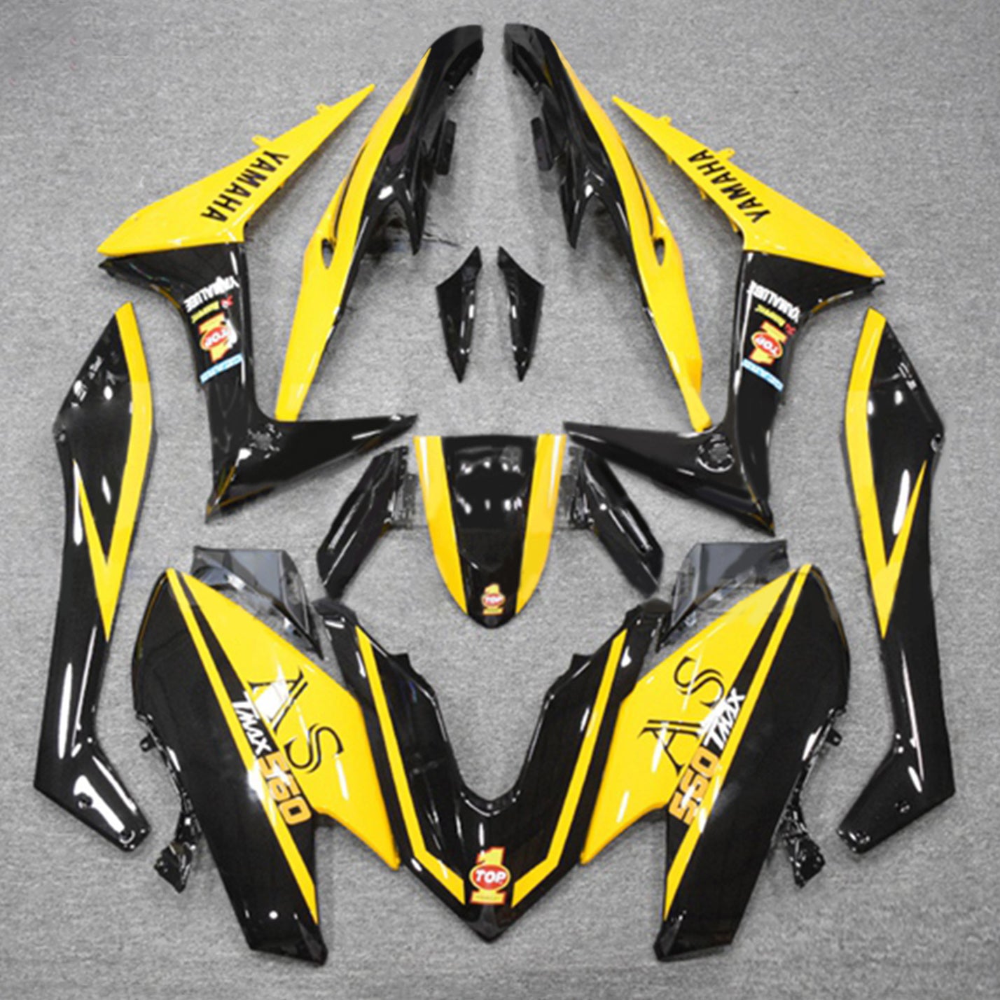 Amotopart 2019-2021 Yamaha Tmax560 Fairing Yellow & Black Kit