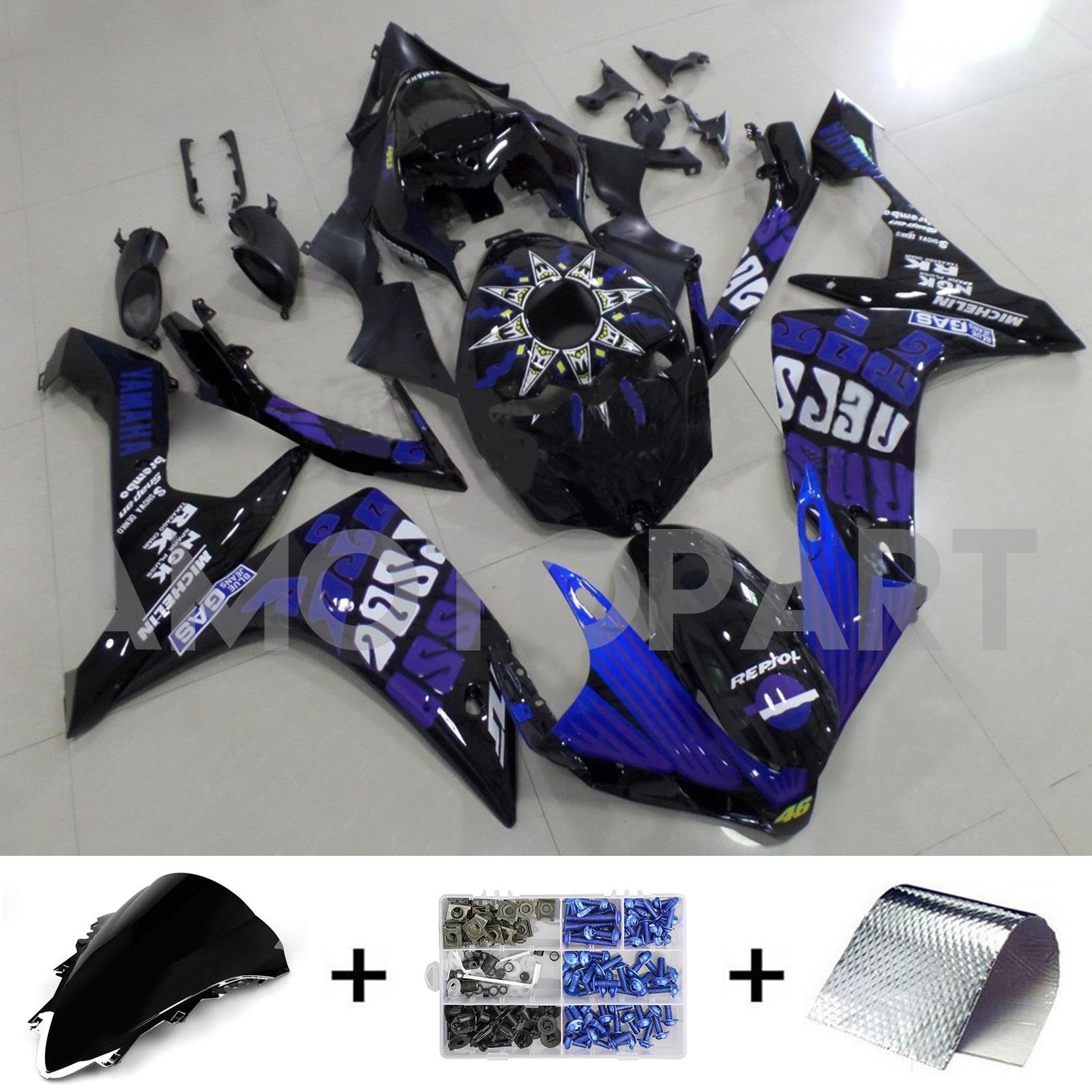 Amotopart 2007-2008 Yamaha YZF 1000 R1 Gloss Blue&Black Fairing Kit