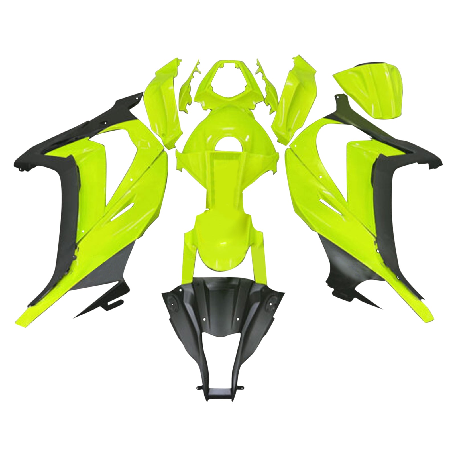 Amotopart 2011-2015 Kawasaki ZX10R Yellow Black Fairing Kit