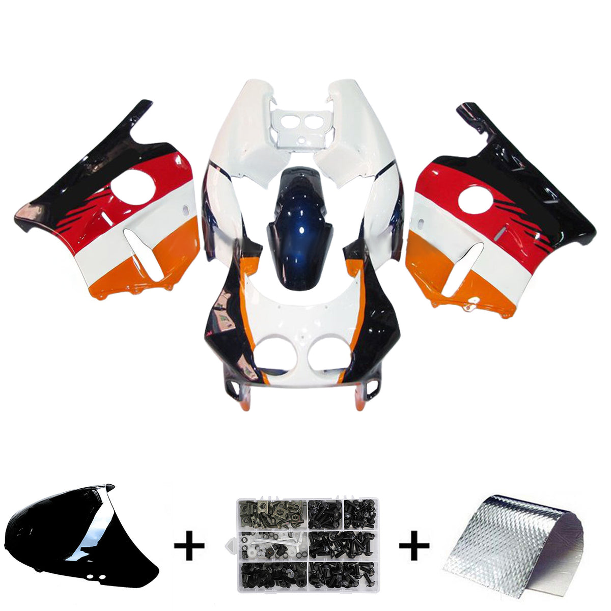 Amotopart 1990-1998 Honda CBR250RR MC22 White Red Orange Fairing Kit