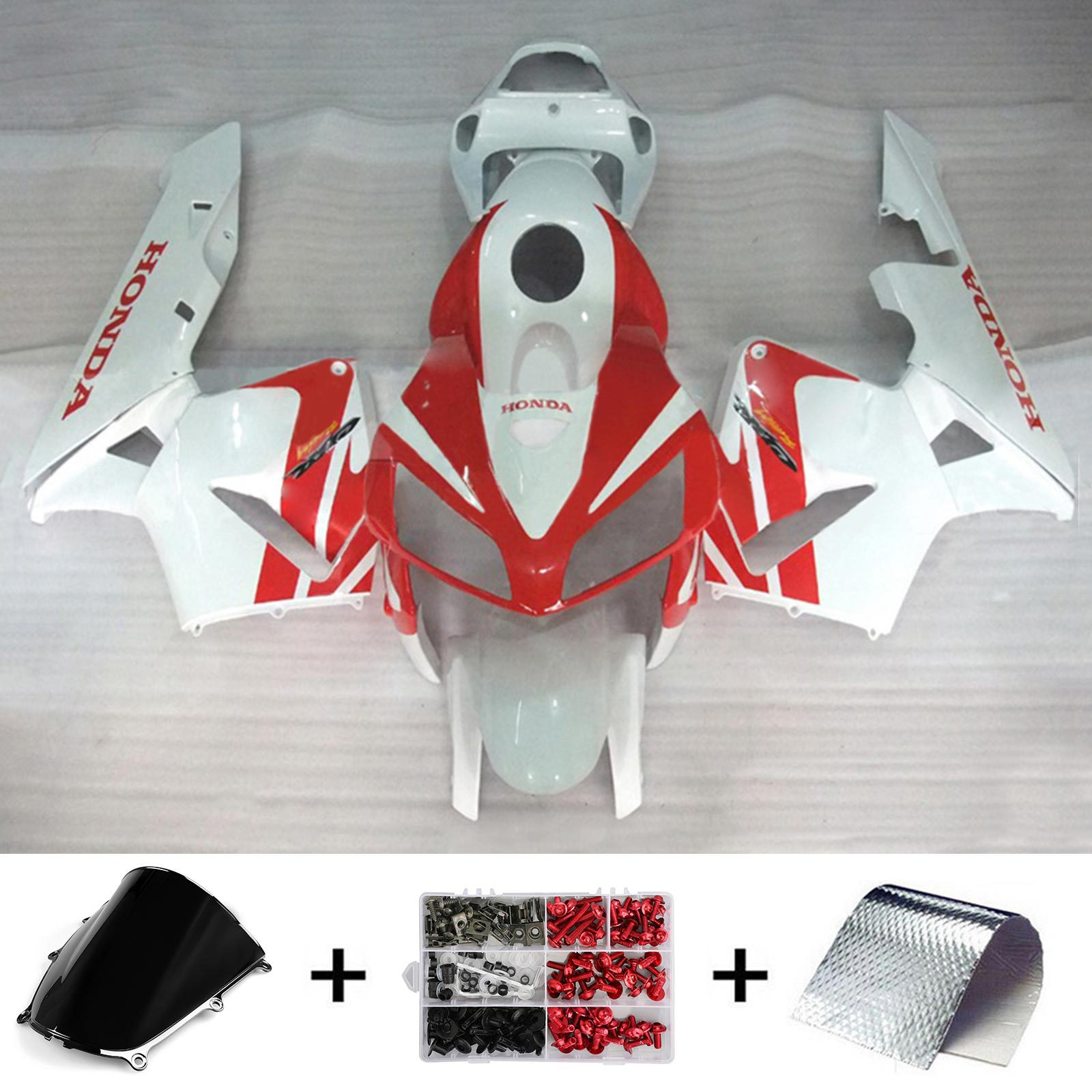 Amotopart 2005-2006 Honda CBR600RR WHITE RED FAIRING KIT