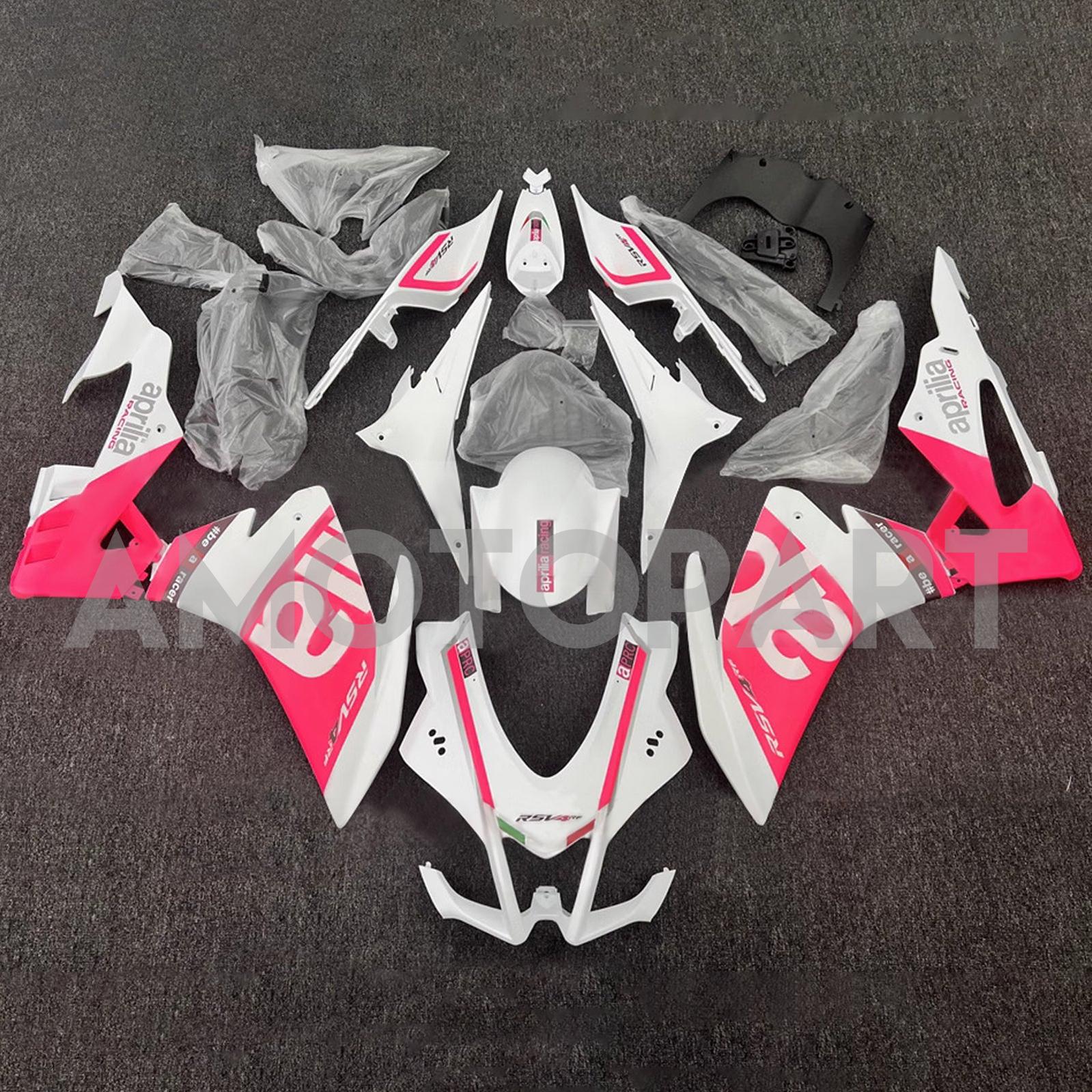 Amotopart 2016-2020 Aprilia RSV4 1000 White Pink Fairing Kit
