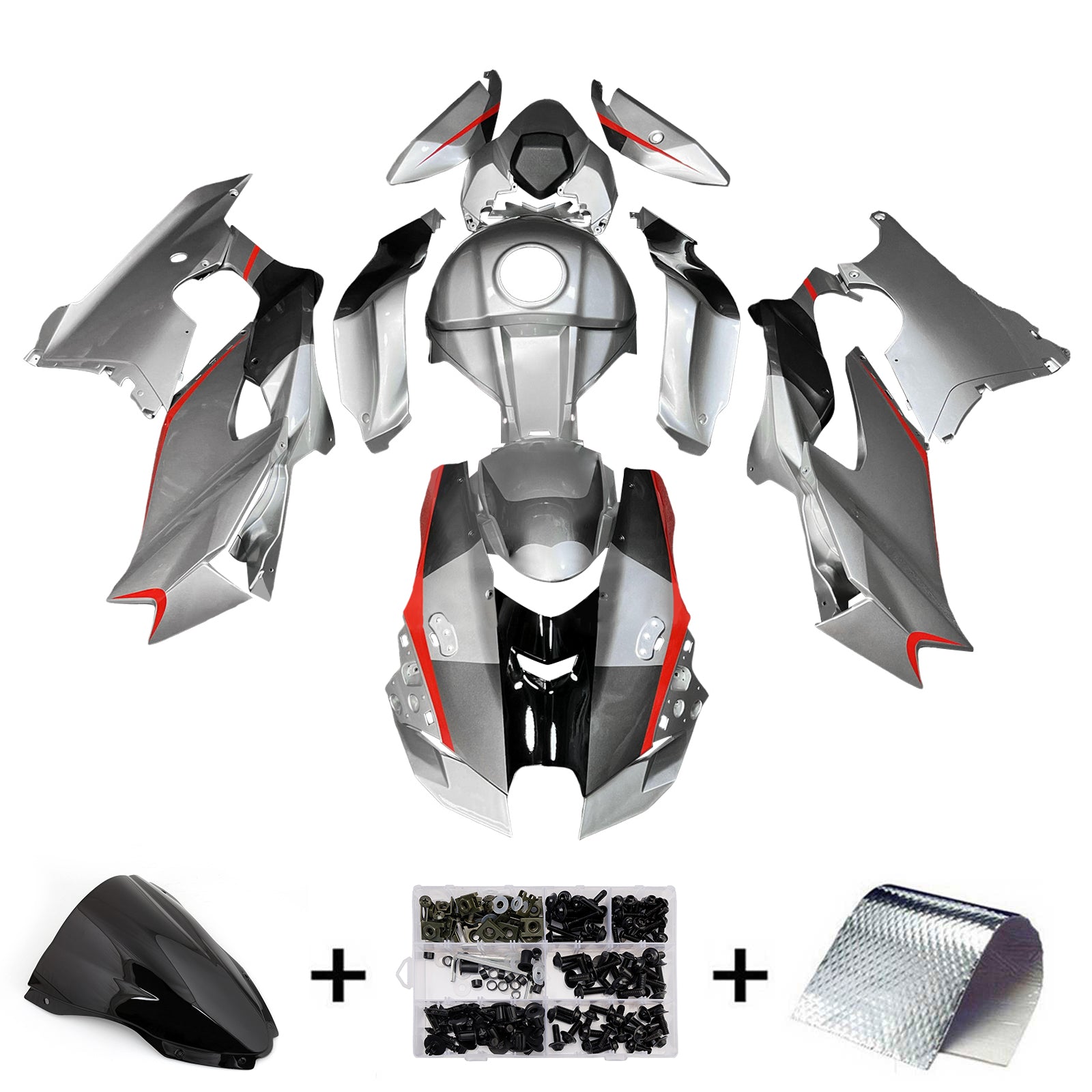 Amotopart 2021-2025 Kawasaki ZX14R ZZR1400 Grey Fairing Kit