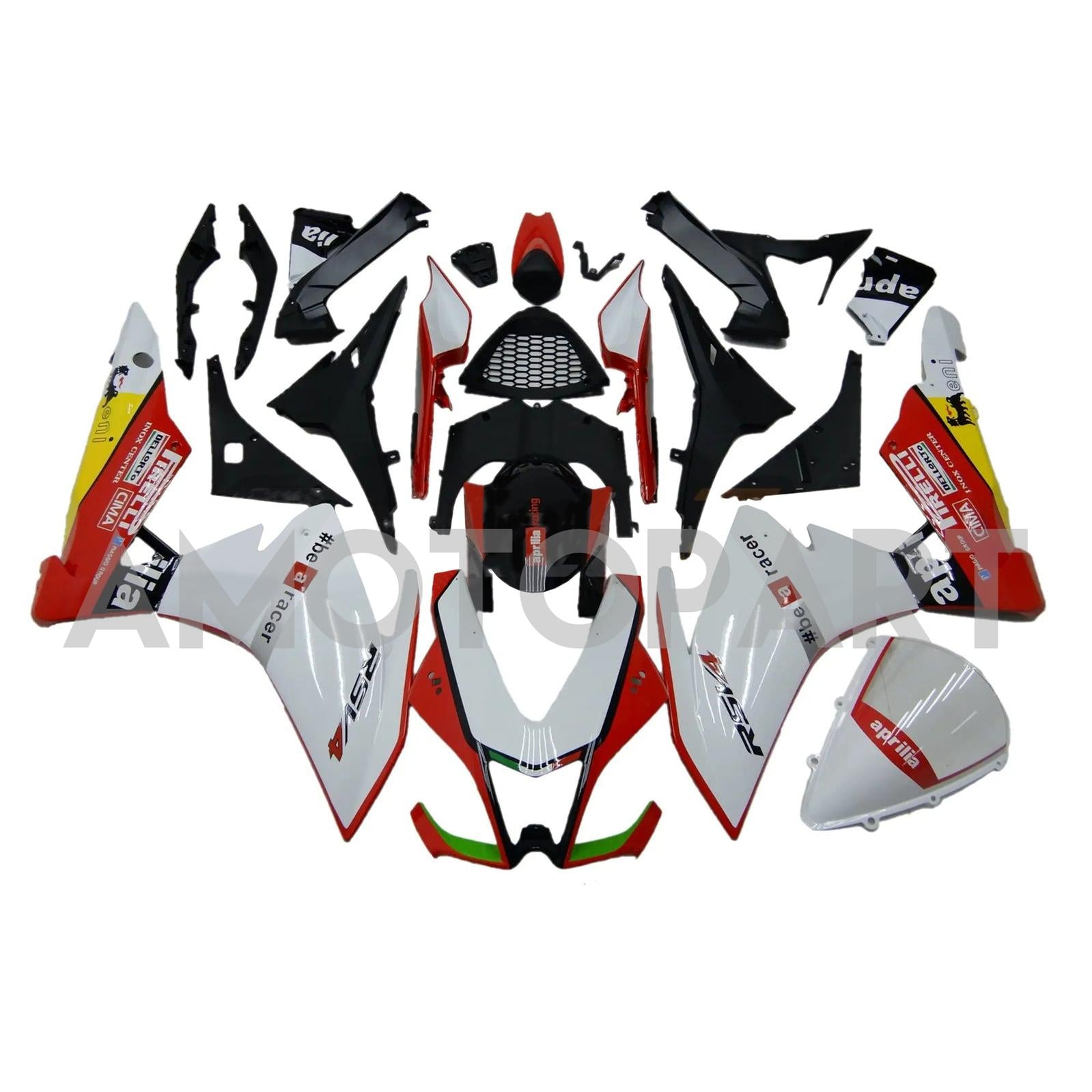 Amotopart 2009-2015 RSV4 1000 Aprilia White&Red Style4 Fairing Kit