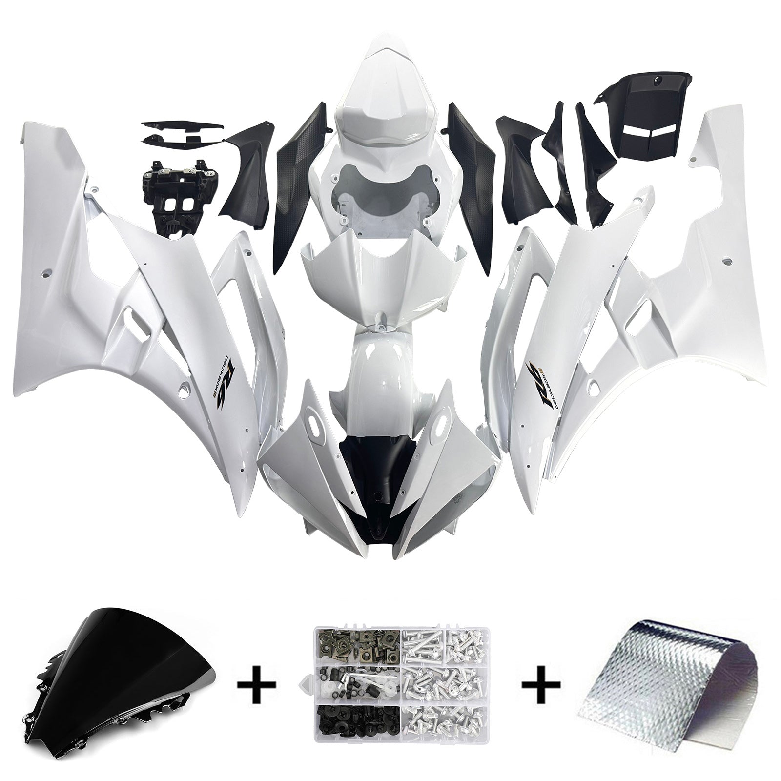 Amotopart 2006-2007 Yamaha YZF 600 R6 White Fairing Kit