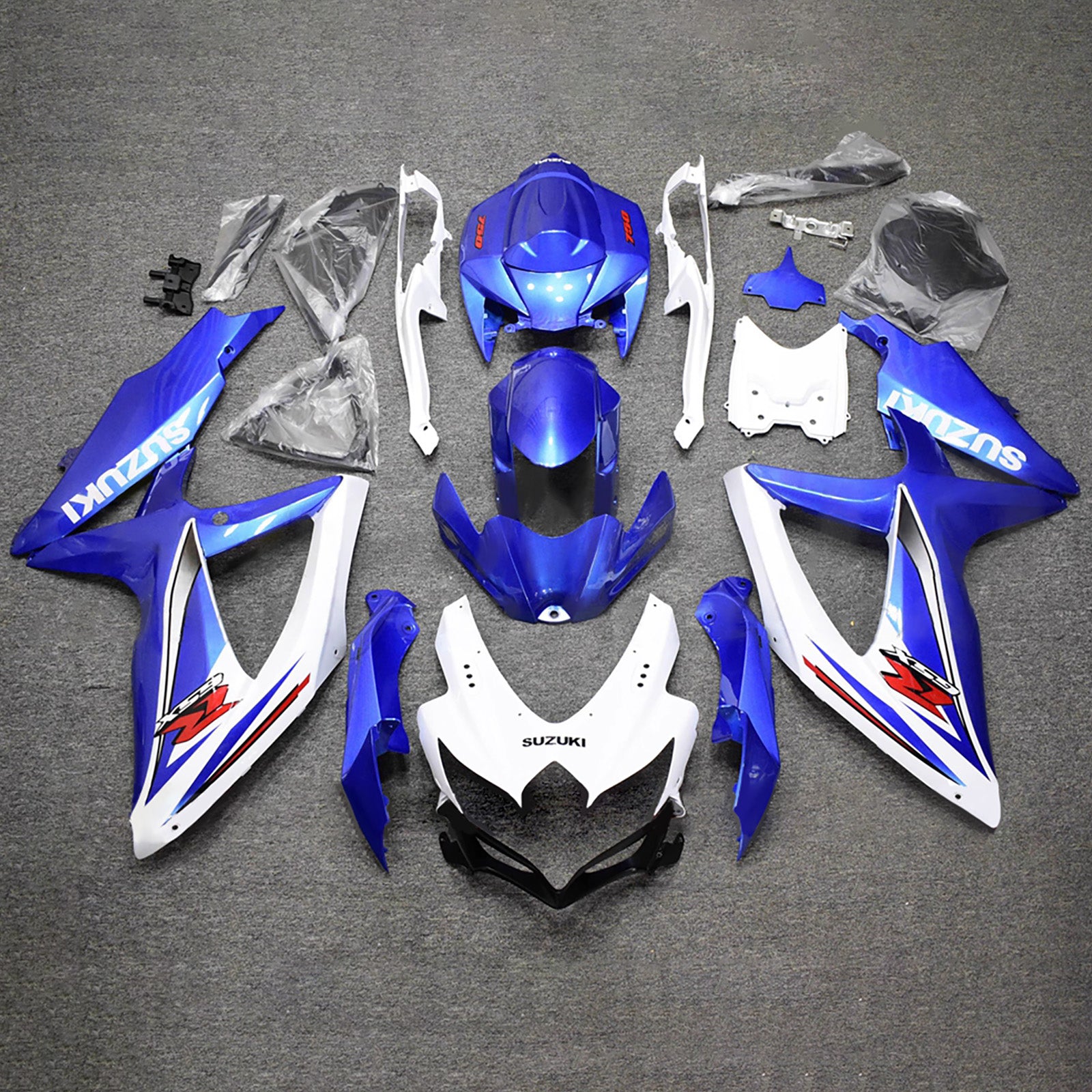 Amotopart 2008-2010 Suzuki GSXR 600/750 Blue White Fairing Kit