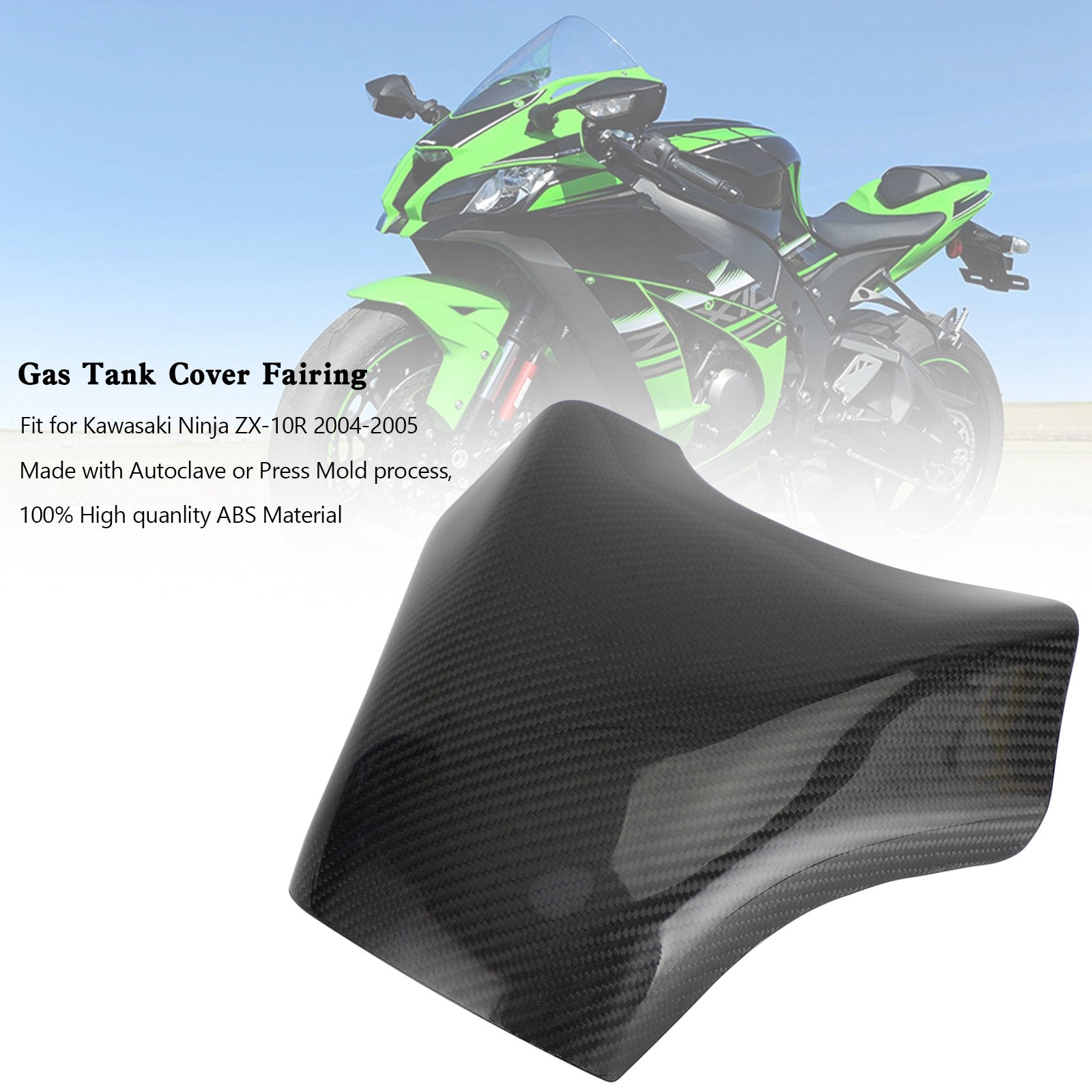 Gas Tank Cover Panel Fairing Protector For Kawasaki Ninja ZX-10R 2004-2005 Carbon
