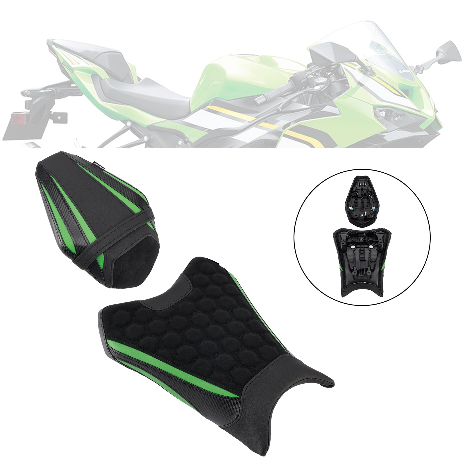 19–25 Kawasaki Zx-6R Zx 6R unten vorne mit Fahrersitz hinten, Grün