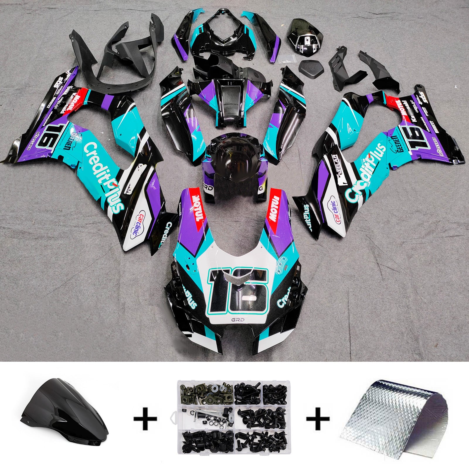 Amotopart 2021-2025 Kawasaki ZX-10R/ZX-10RR Black Blue Purple Fairing Kit