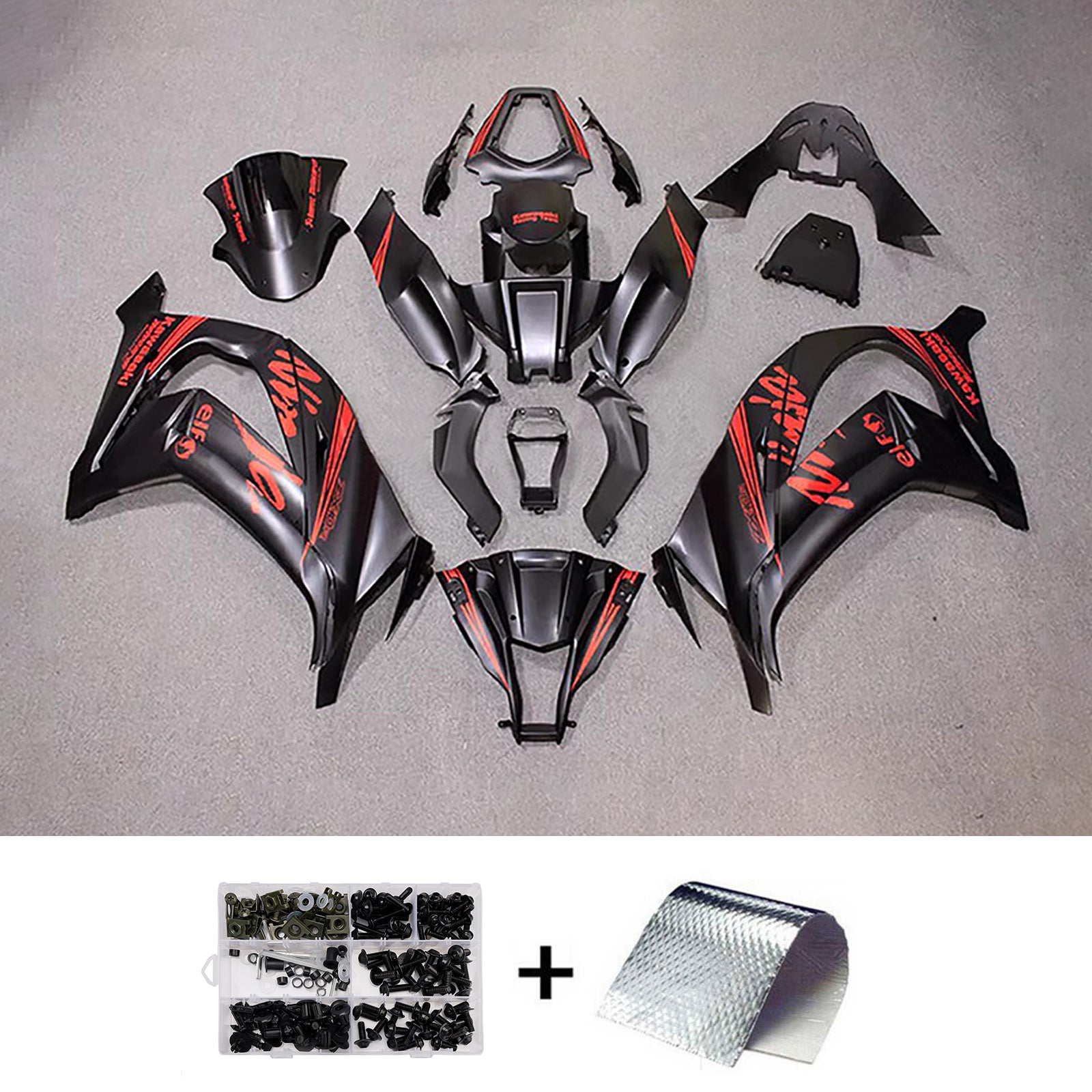 Amotopart 2011-2015 Kawasaki ZX10R Black Red Fairing Kit