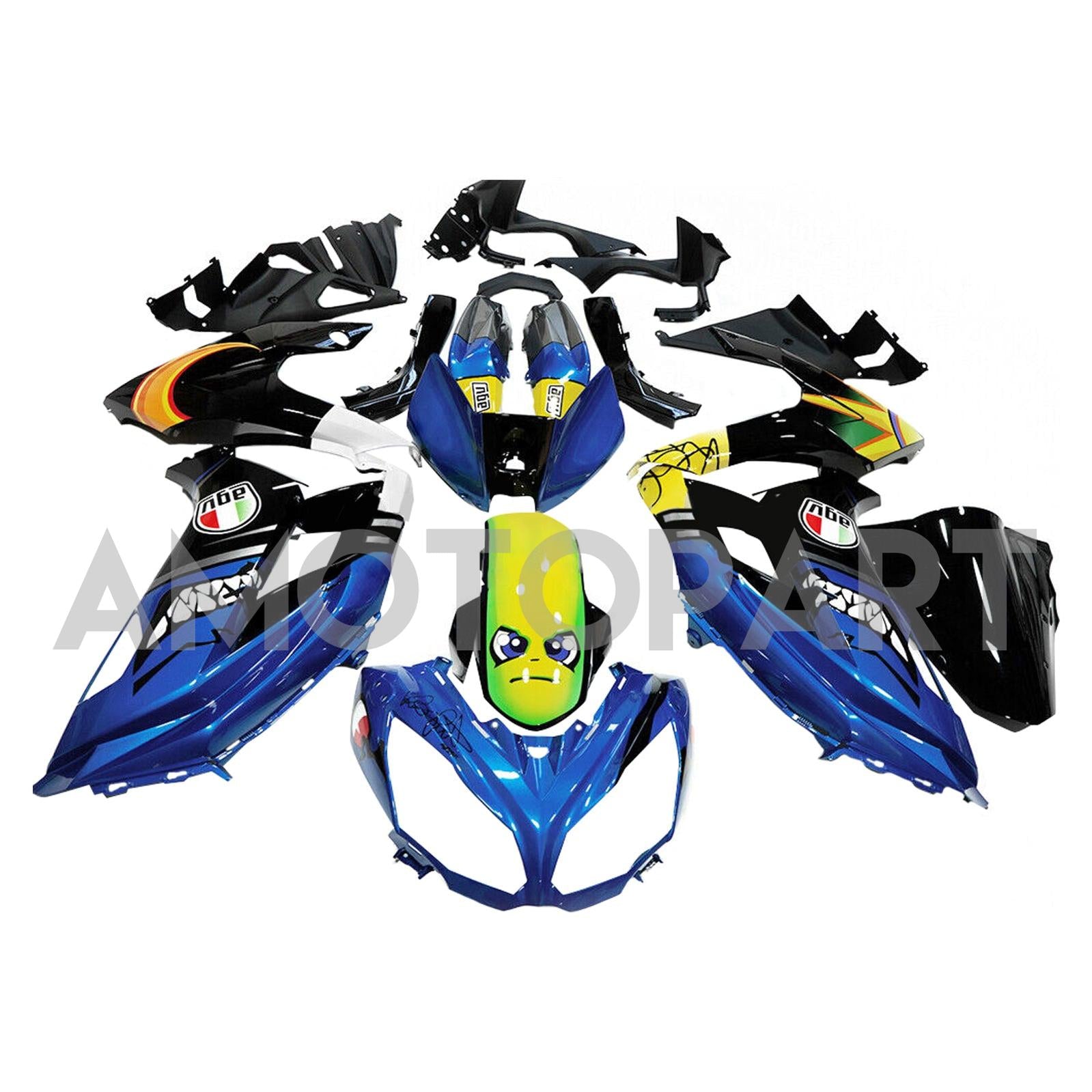 Amotopart 2012-2016 Kawasaki ER6F/Ninja650 Blue Black Fairing Kit