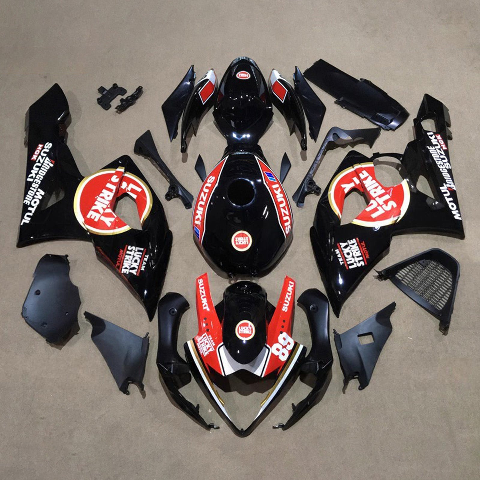 Amotopart 2005–2006 Suzuki GSXR1000 Schwarz Rot Verkleidungsset