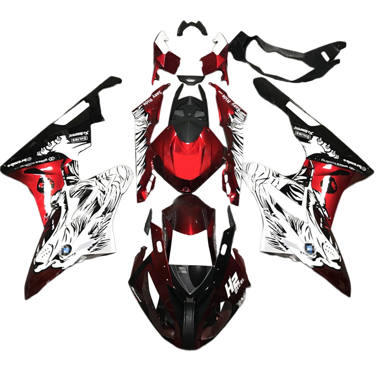 Amotopart BMW S1000RR 2015-2016 Red&Black Style10 Fairing Kit