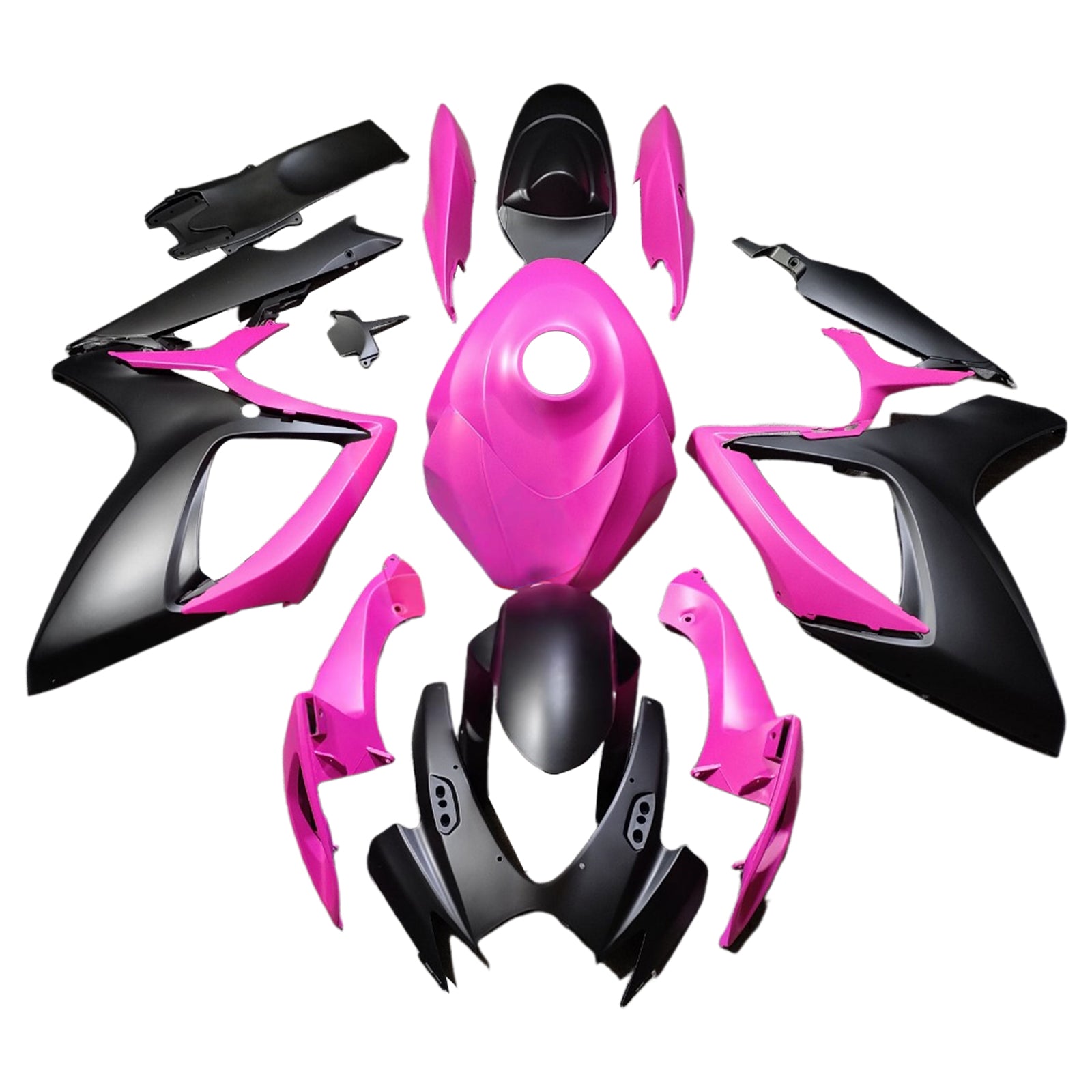 Amotopart 2006-2007 Suzuki GSXR 600/750 Pink Matte Black Fairing Kit