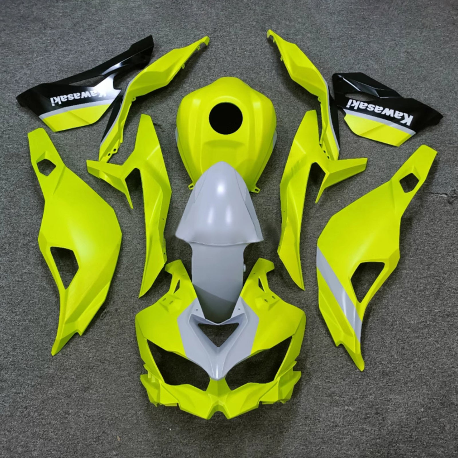 Amotopart 2019-2022 Kawasaki Ninja ZX-25R 2023-2025 Kawasaki Ninja ZX-4R/ZX-4RR Yellow Grey Fairing Kit