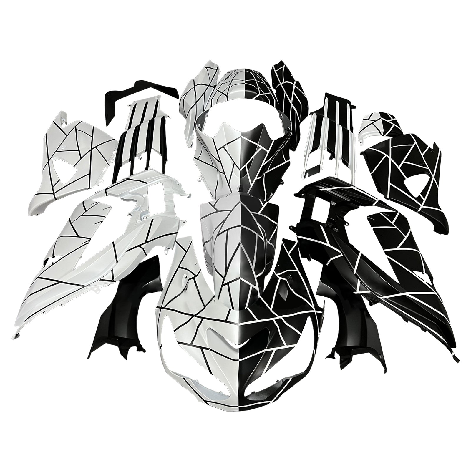 Amotopart 2012-2025 Kawasaki ZX14R ZZR1400 White Black Fairing Kit