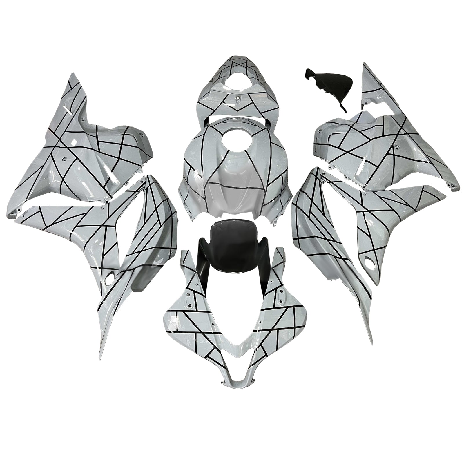 Amotopart 2009-2012 Honda CBR600RR Grey White Black Lines Fairing Kit