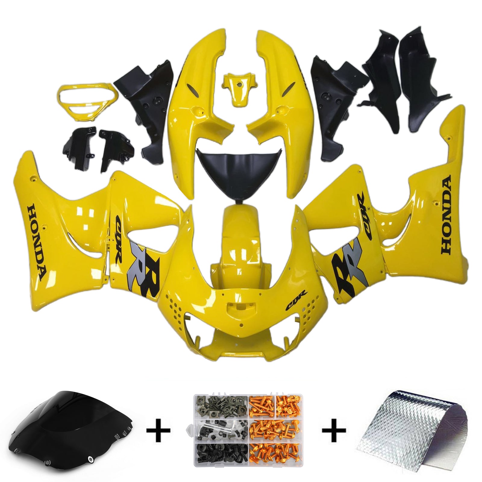 Amotopart 1998-1999 Honda CBR900RR 919 Yellow Black Fairing Kit