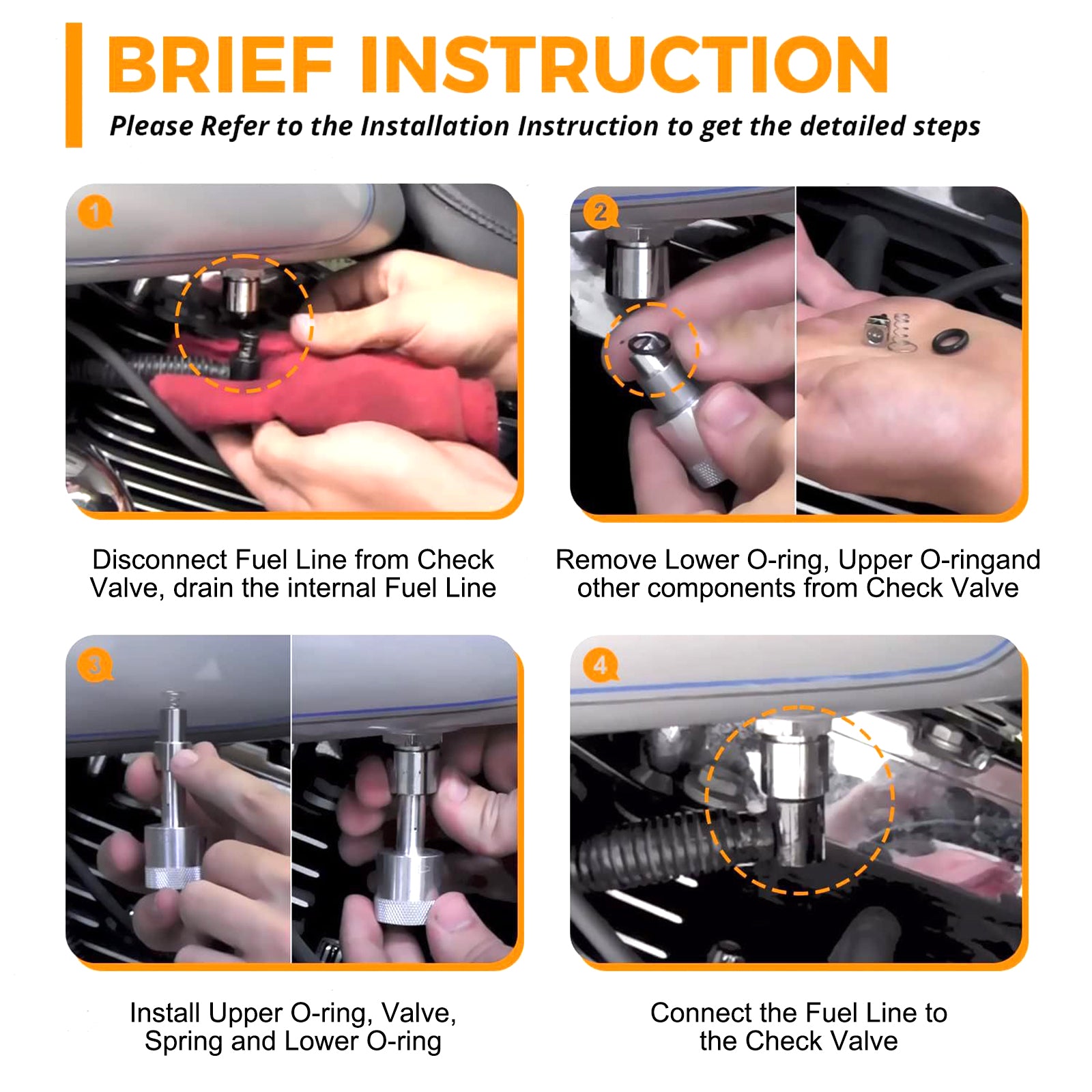 2001-2014 Harley MC400 EFI Fuel Tool Fuel Check Valve Rebuild Kit