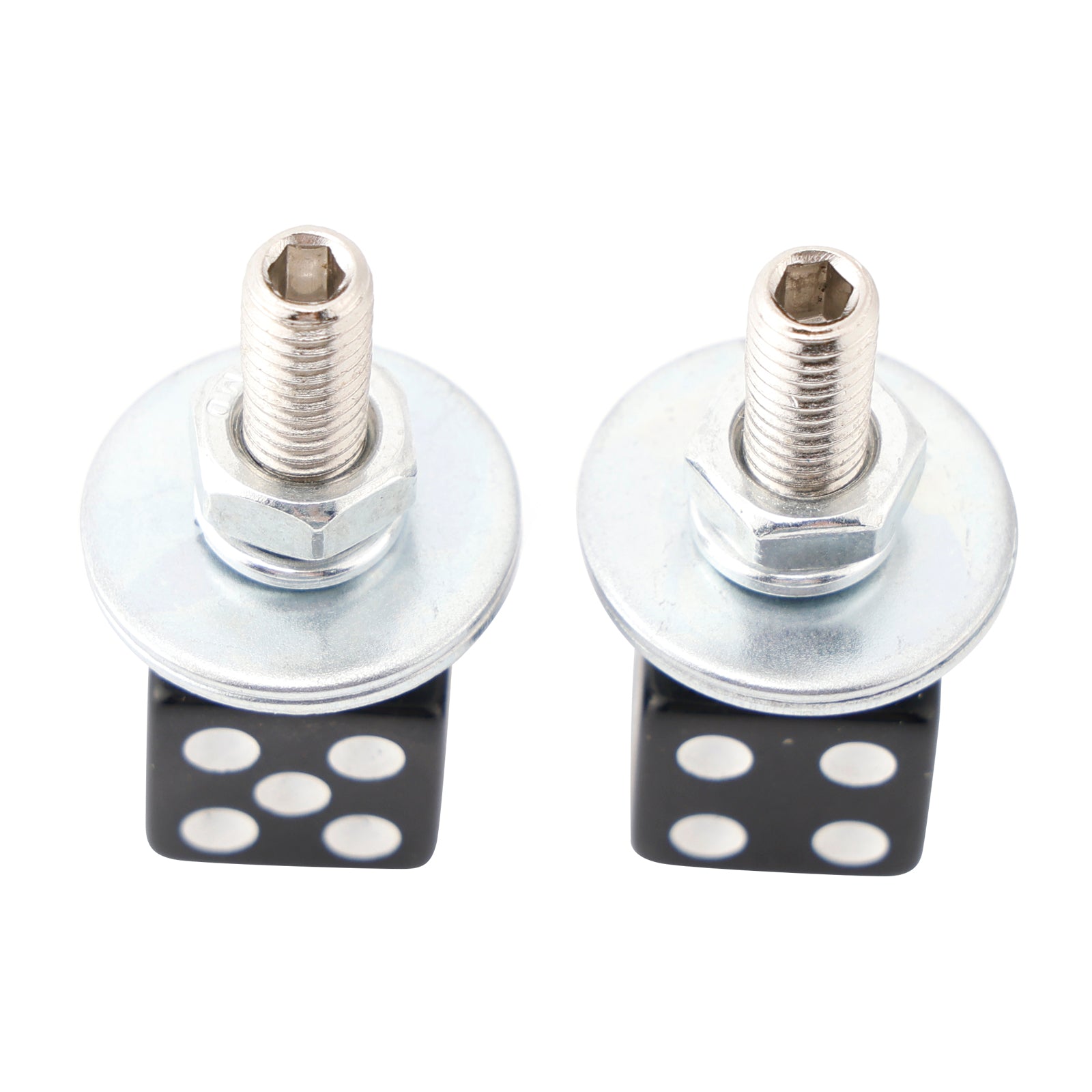 2x Motorcycle Bike Plastic Black Dice License Plate Bolt On Screw On Frame Nut