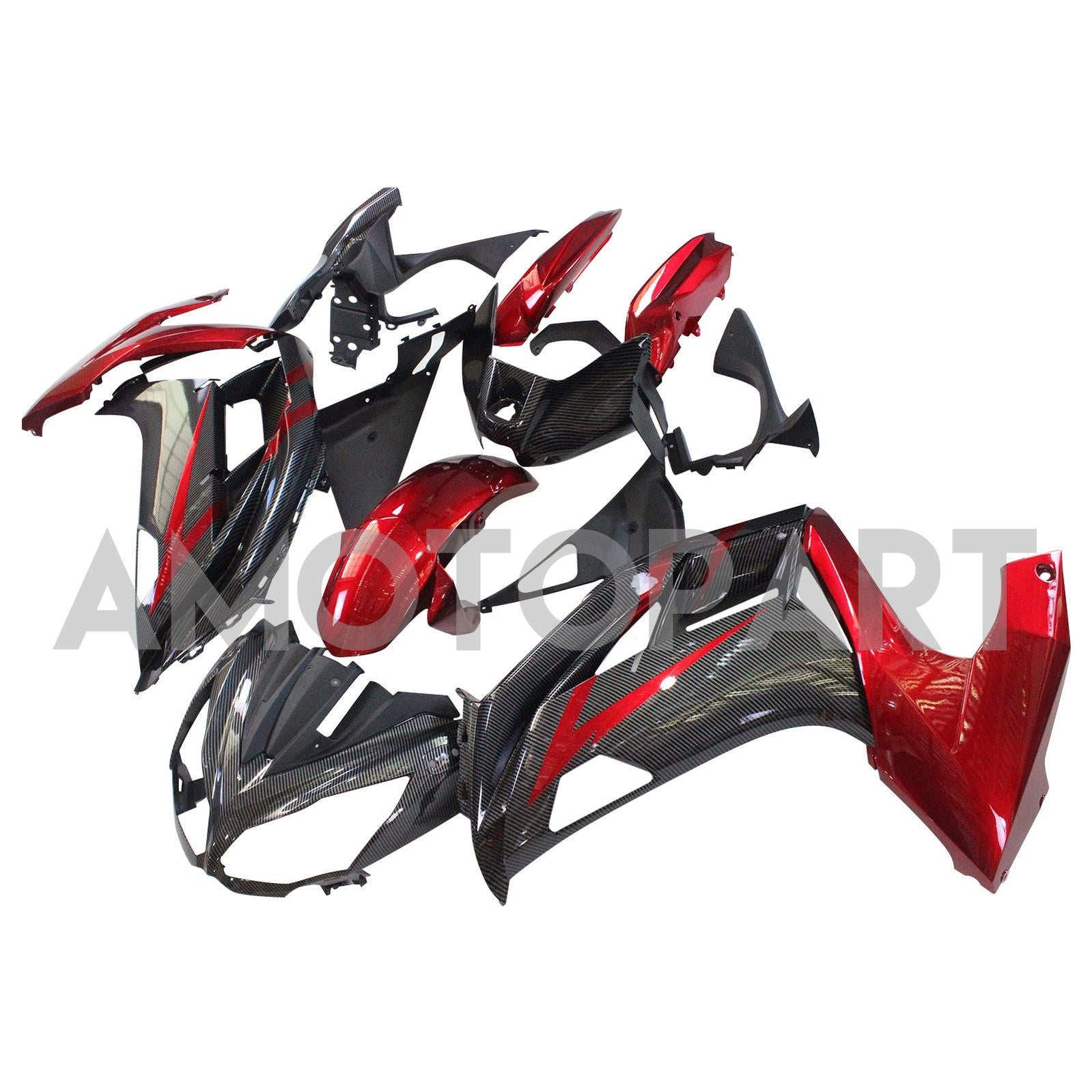 Amotopart 2012-2016 Kawasaki ER6F Ninja650 Carbon Fiber Red&Black Fairing Kit