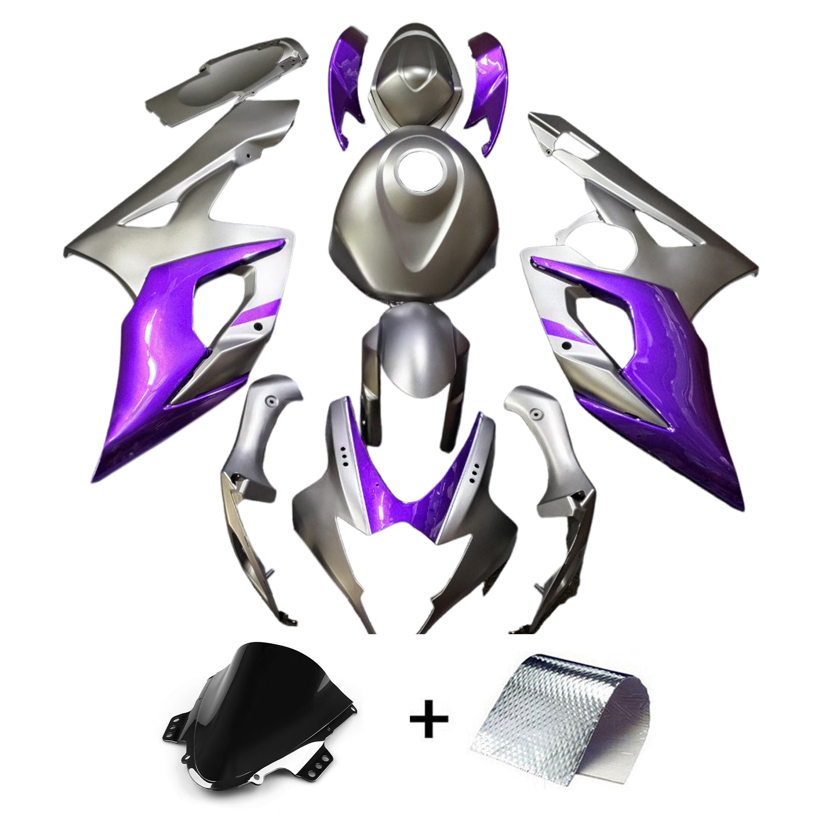 Amotopart 2005-2006 Suzuki GSXR1000 Sliver Purple Fairing Kit