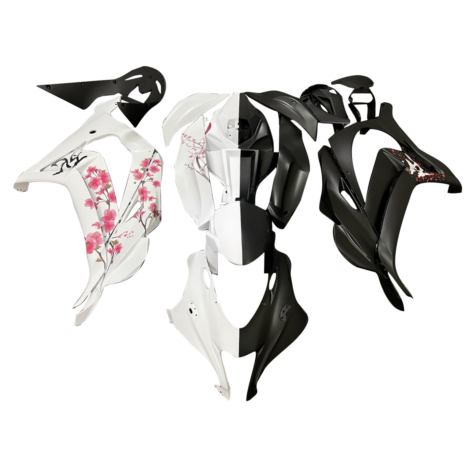 Amotopart 2016-2020 Kawasaki ZX10R Black White Pink Fairing Kit