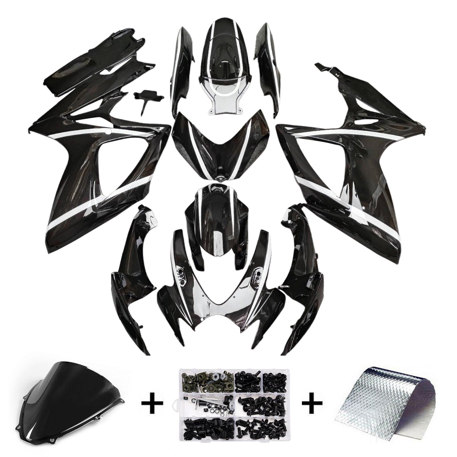 Amotopart 2006-2007 Suzuki GSXR 600/750 Black White Line Fairing Kit