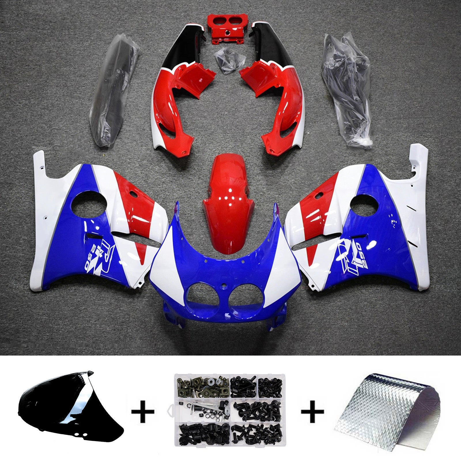 Amotopart 1990-1998 Honda CBR250RR MC22 White/Blue/Red Fairing Kit