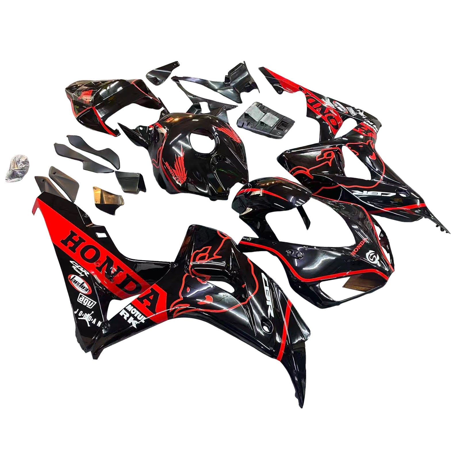 Amotopart 2006-2007 Honda CBR1000RR Black Red Fairing Kit