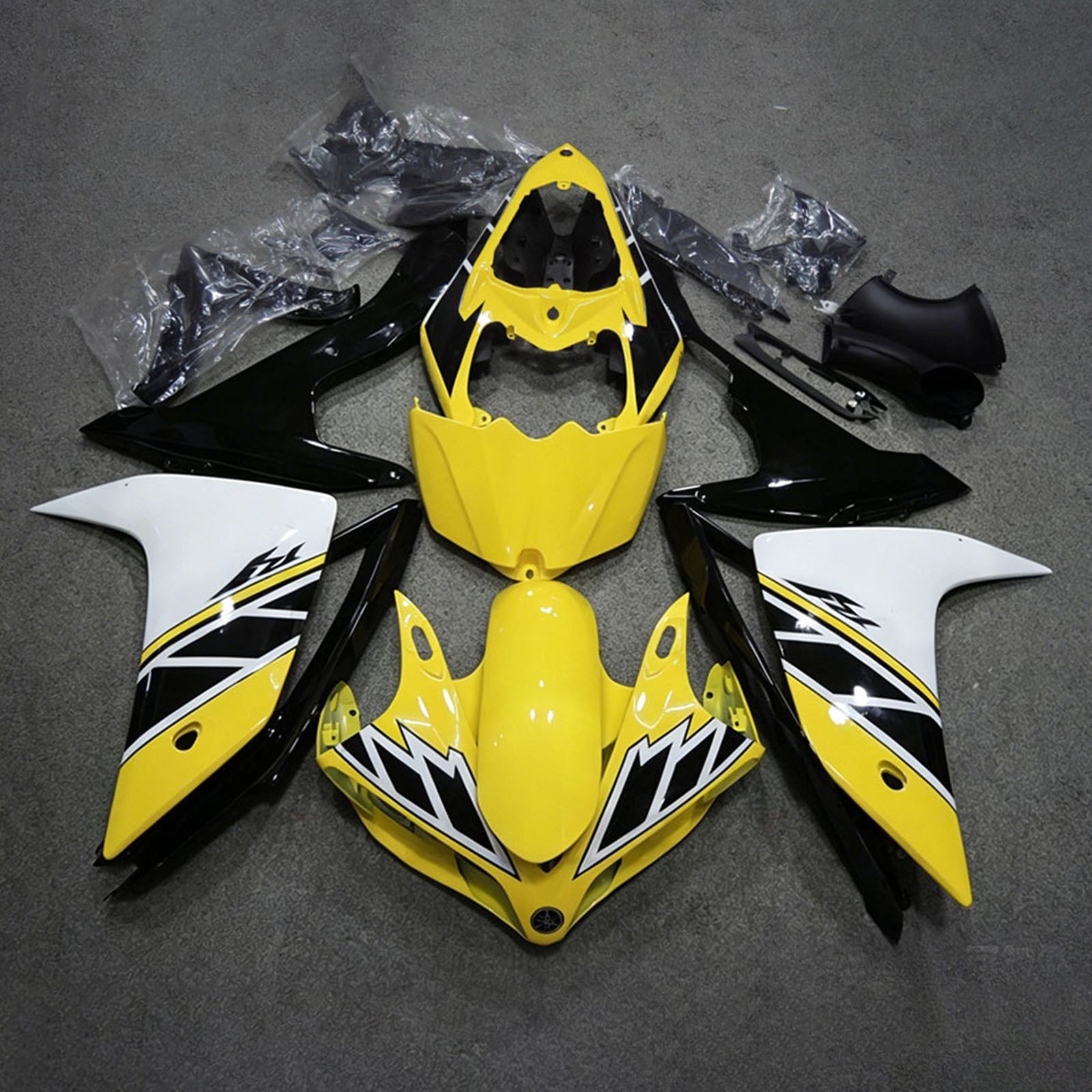 Amotopart 2007-2008 Yamaha YZF 1000 R1 Gul/Sort Fairing Kit