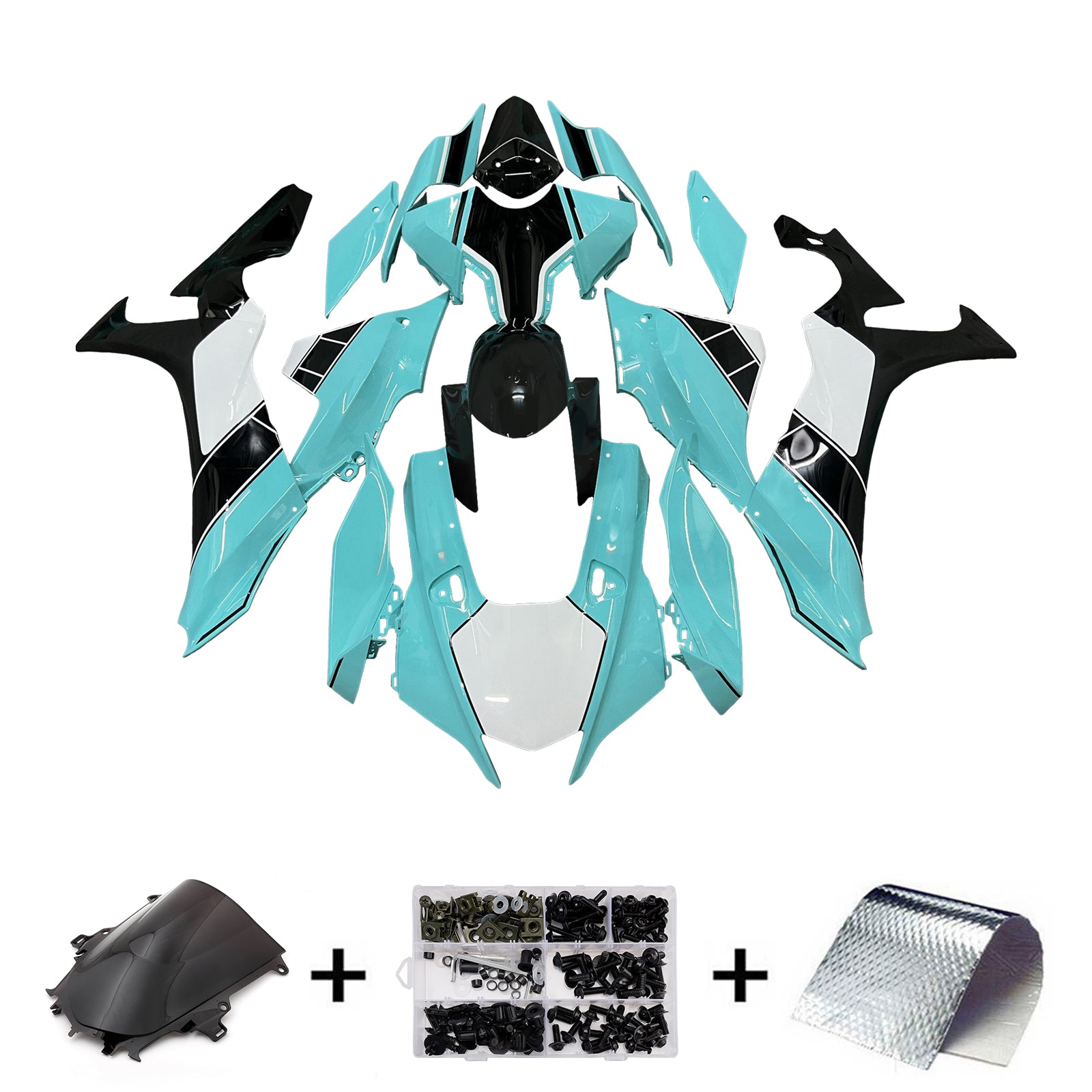 Amotopart 2020-2025 Yamaha YZF-R1 Light Blue Black Fairing Kit