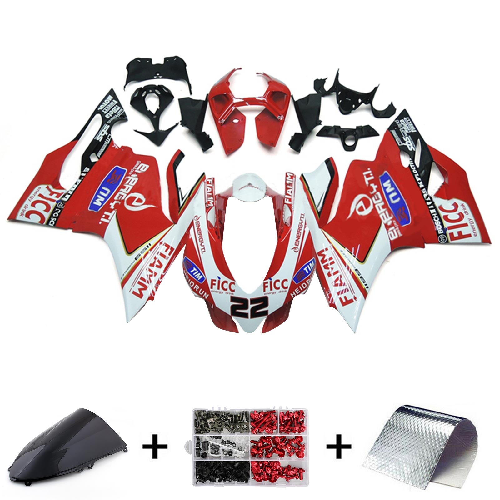 Amotopart 2012-2015 Ducati 1199 899 Red & White Style4 Fairing Kit