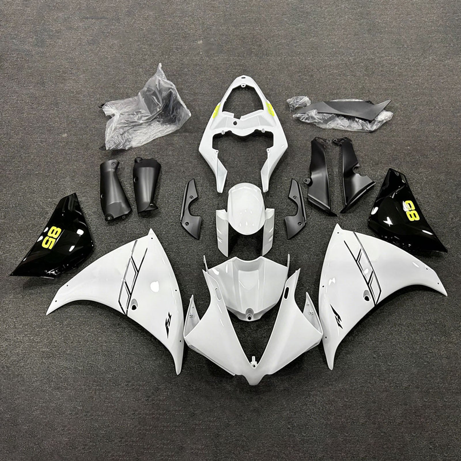Amotopart 2009-2011 Yamaha YZF-R1 White/Black Fairing Kit