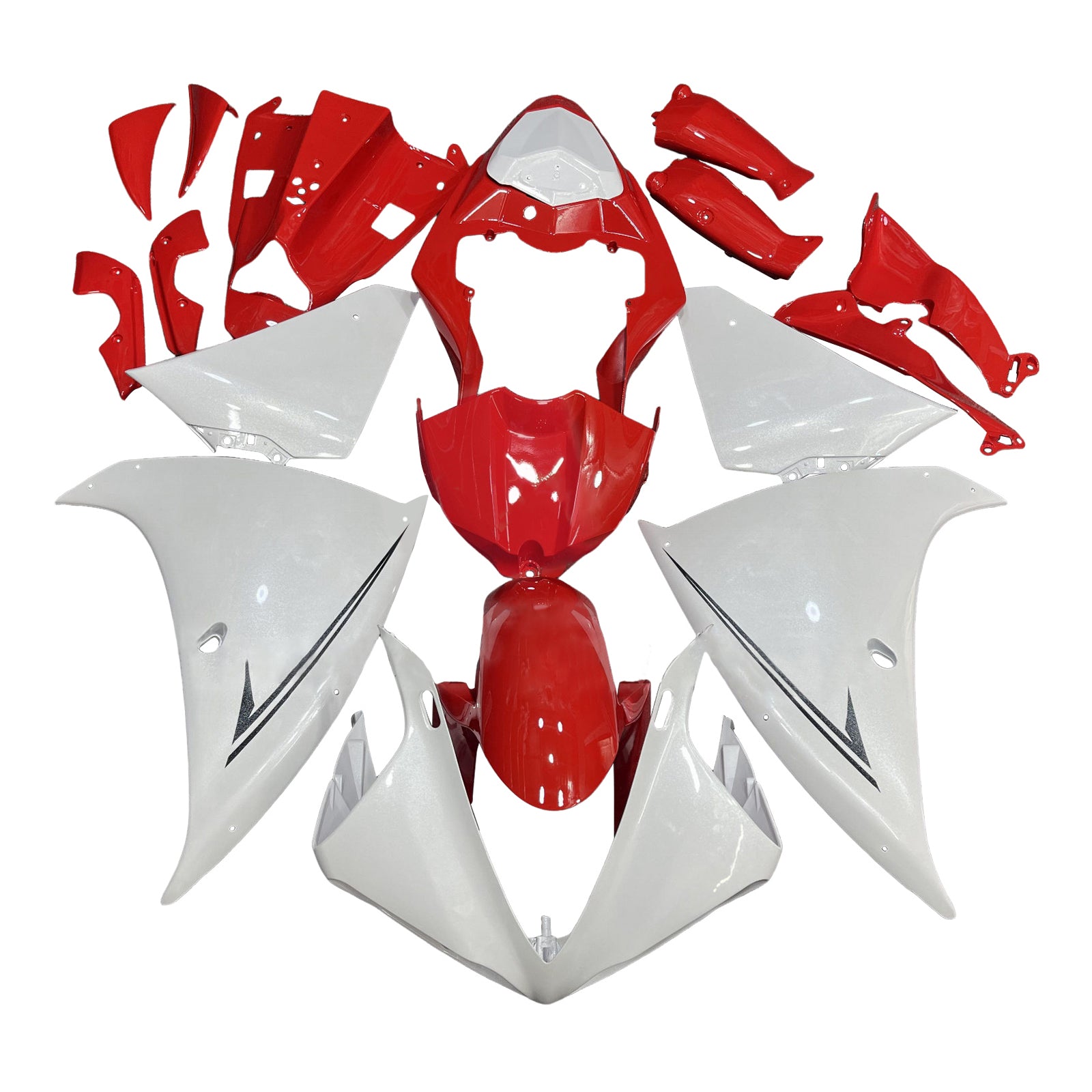 Amotopart 2009-2011 Yamaha YZF-R1 Red & White Grey Fairing Kit