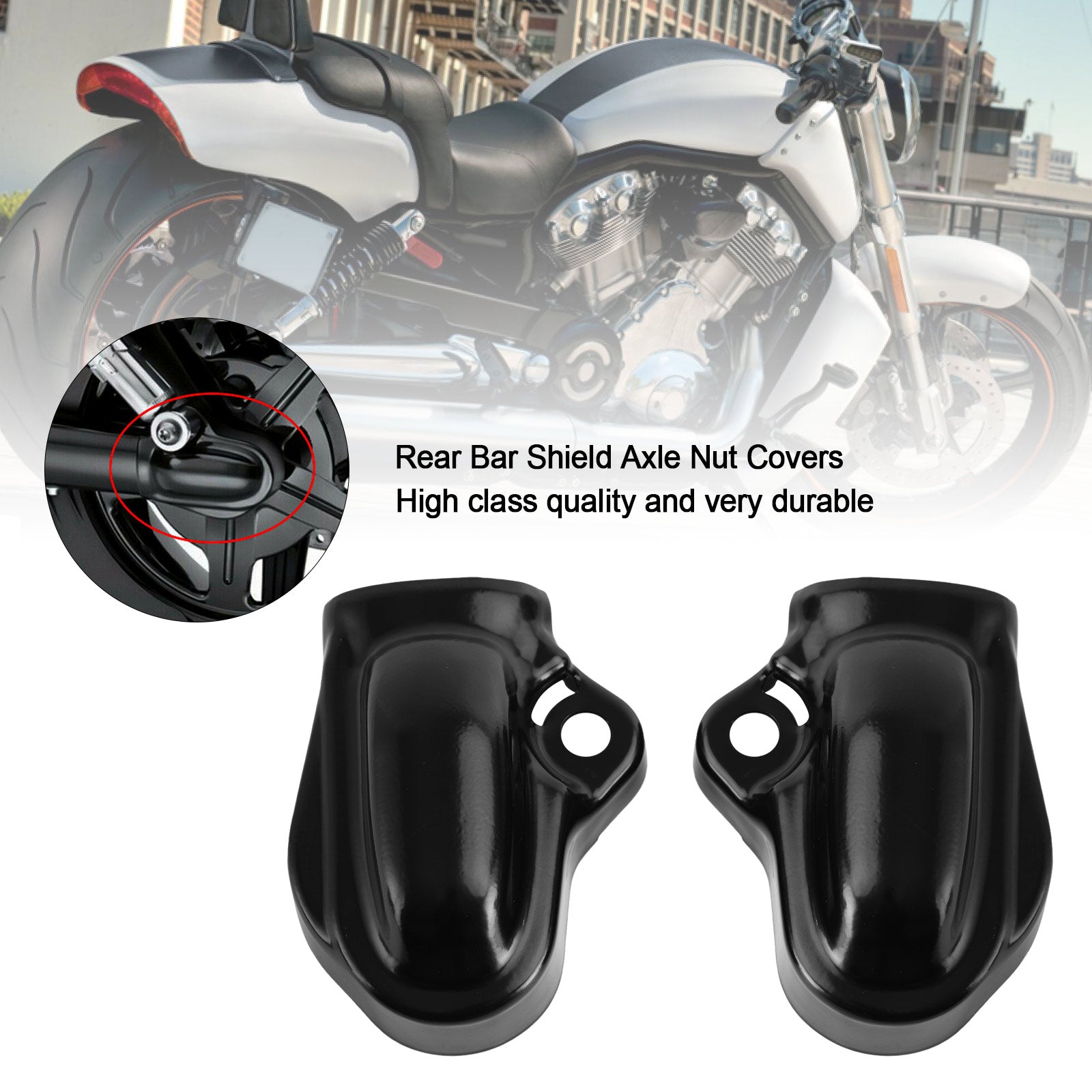 02-17 V-Rod VRSC Night Rod Rear Bar Shield Axle Nut Covers Swingarm Black