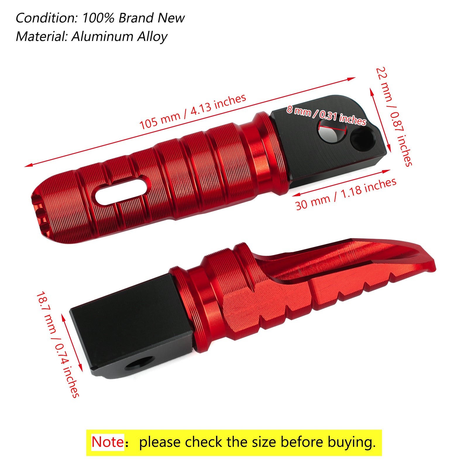 BMW R NINET F900R F900XR R1200R R1200RS R1250R Red Rear Footrests Foot Peg