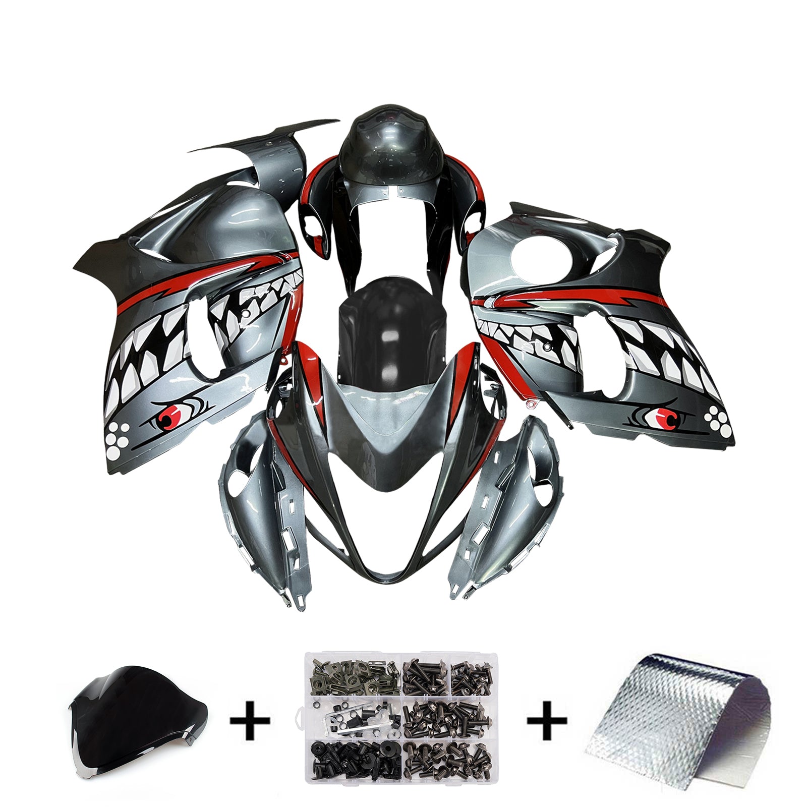 Amotopart 2008-2020 Suzuki Hayabusa GSX1300R Carbon Fiber Pattern Red Fairing Kit