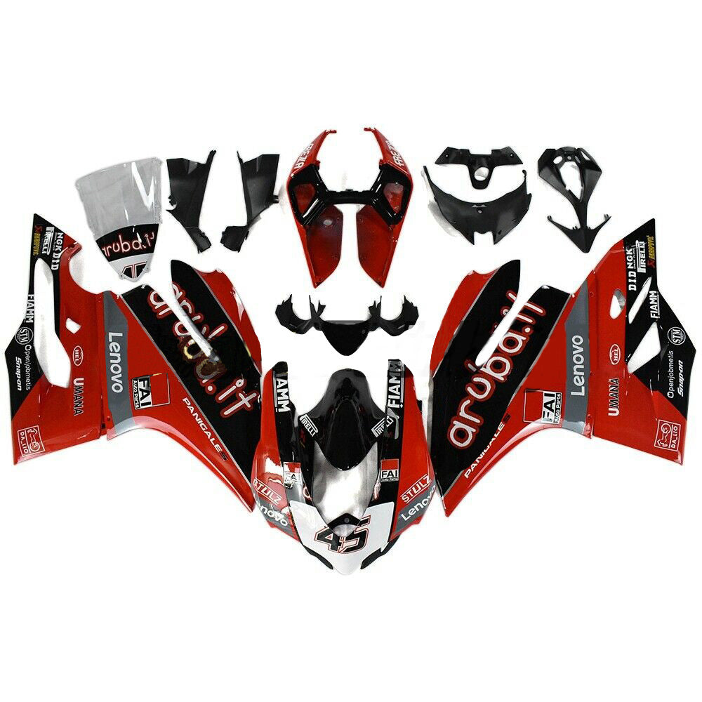 Amotopart 2012-2015 Ducati 899 Kit de carenagem preta vermelha brilhante